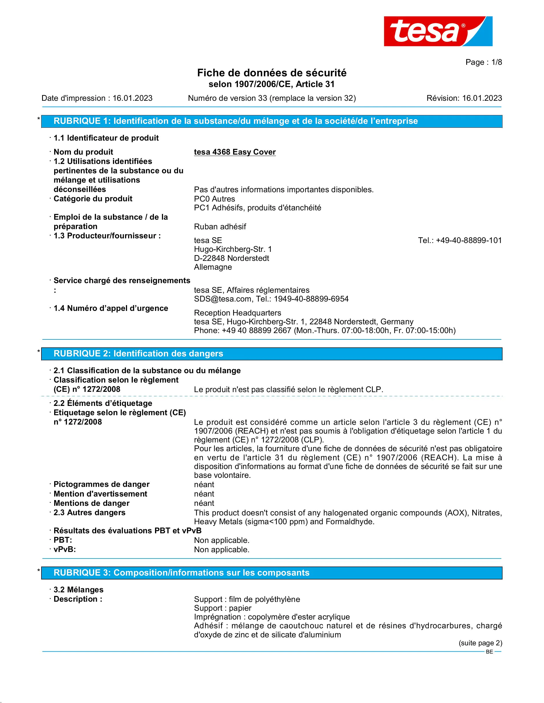 Safety data sheet_tesa® Professional 04368_nl-BE_v33