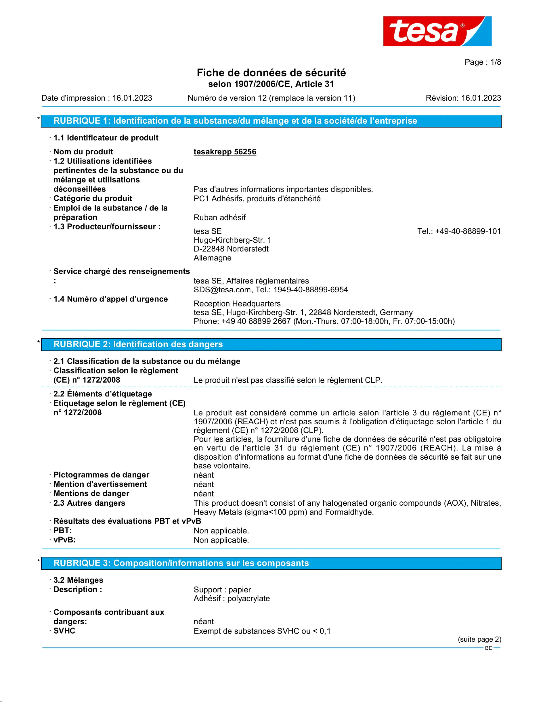 Safety data sheet_tesa® 56260_nl-BE_v12