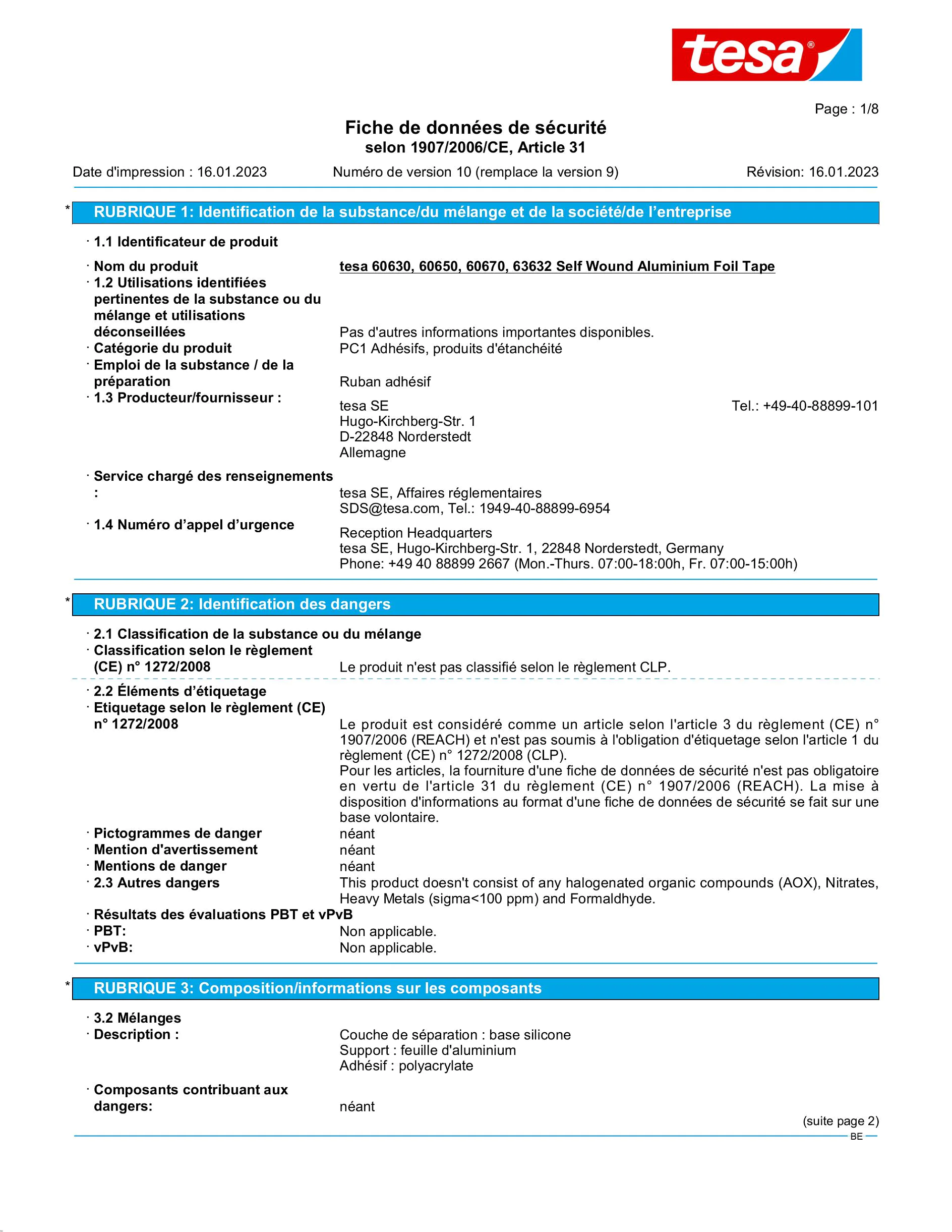 Safety data sheet_tesa® Professional 63632_nl-BE_v10