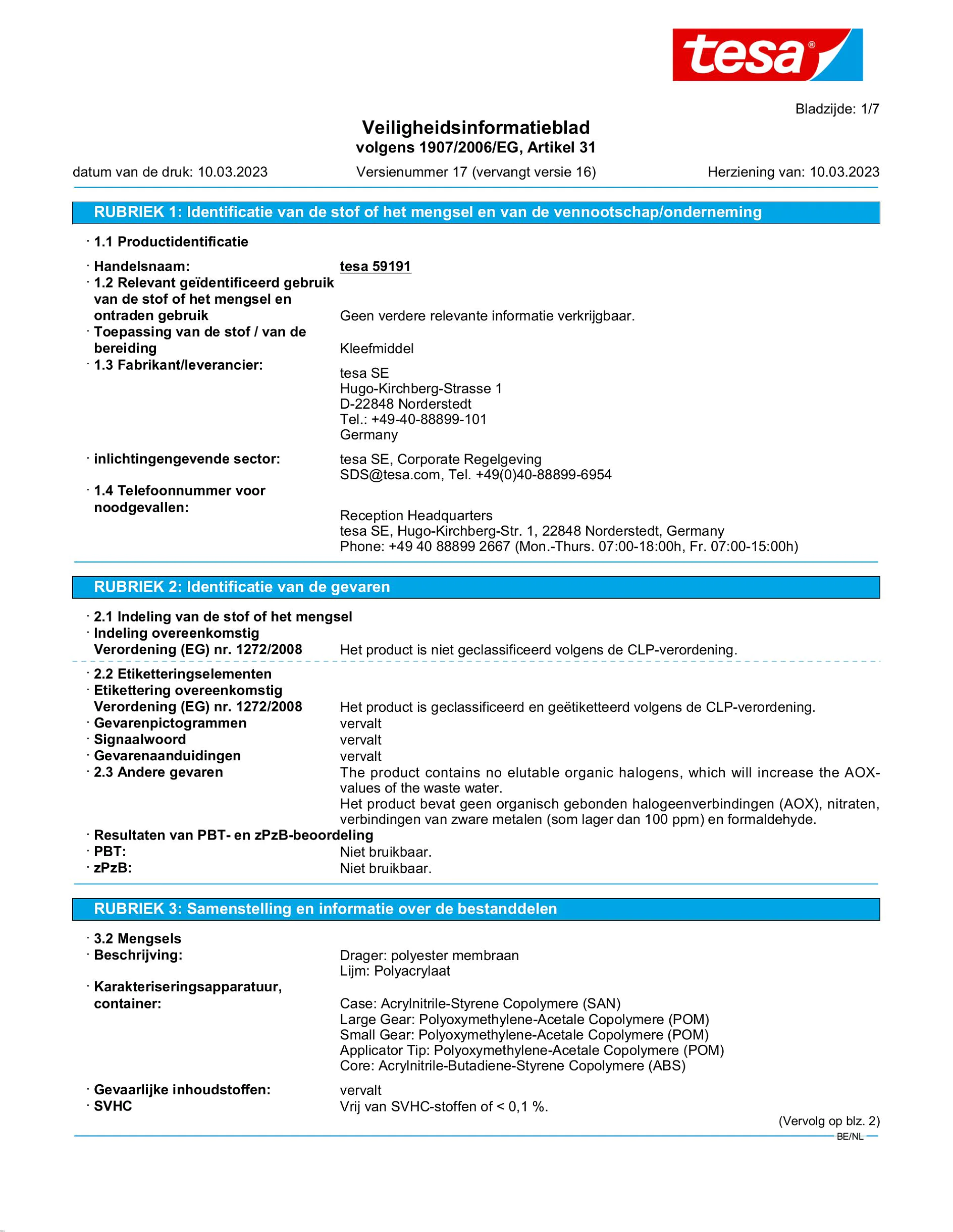 Safety data sheet_tesa® 59191_nl-BE_v17