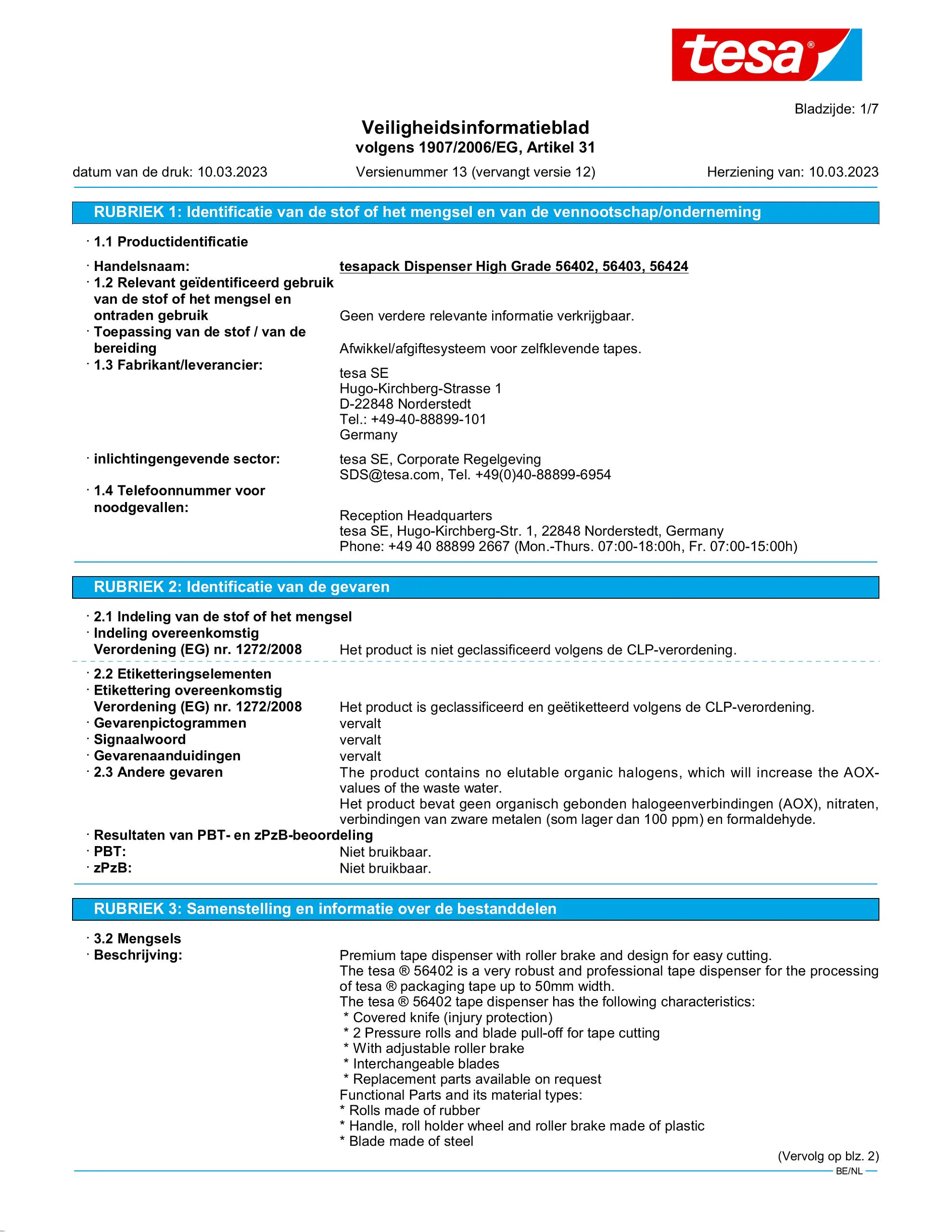 Safety data sheet_tesapack® 56403_nl-BE_v13