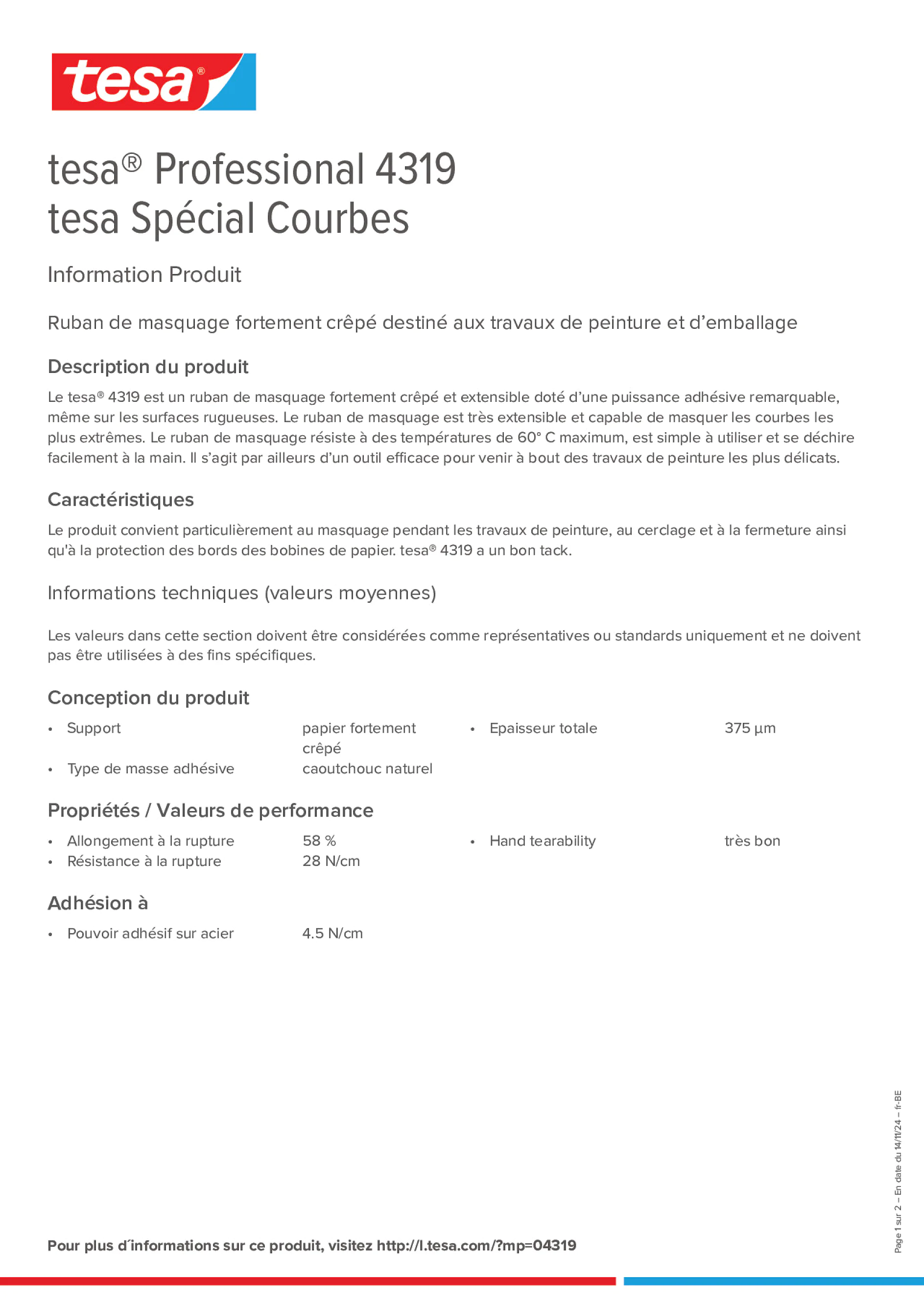 Product information_tesa® Professional 04319_fr-BE_nl-BE