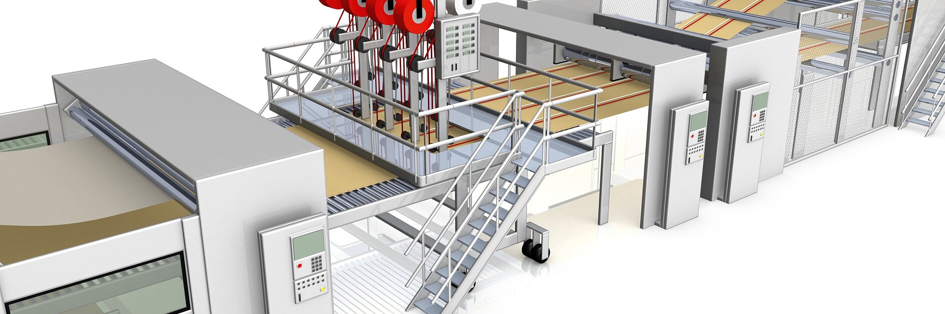 In-line ontwerp van tapetoepassing voor golfkartonmachine