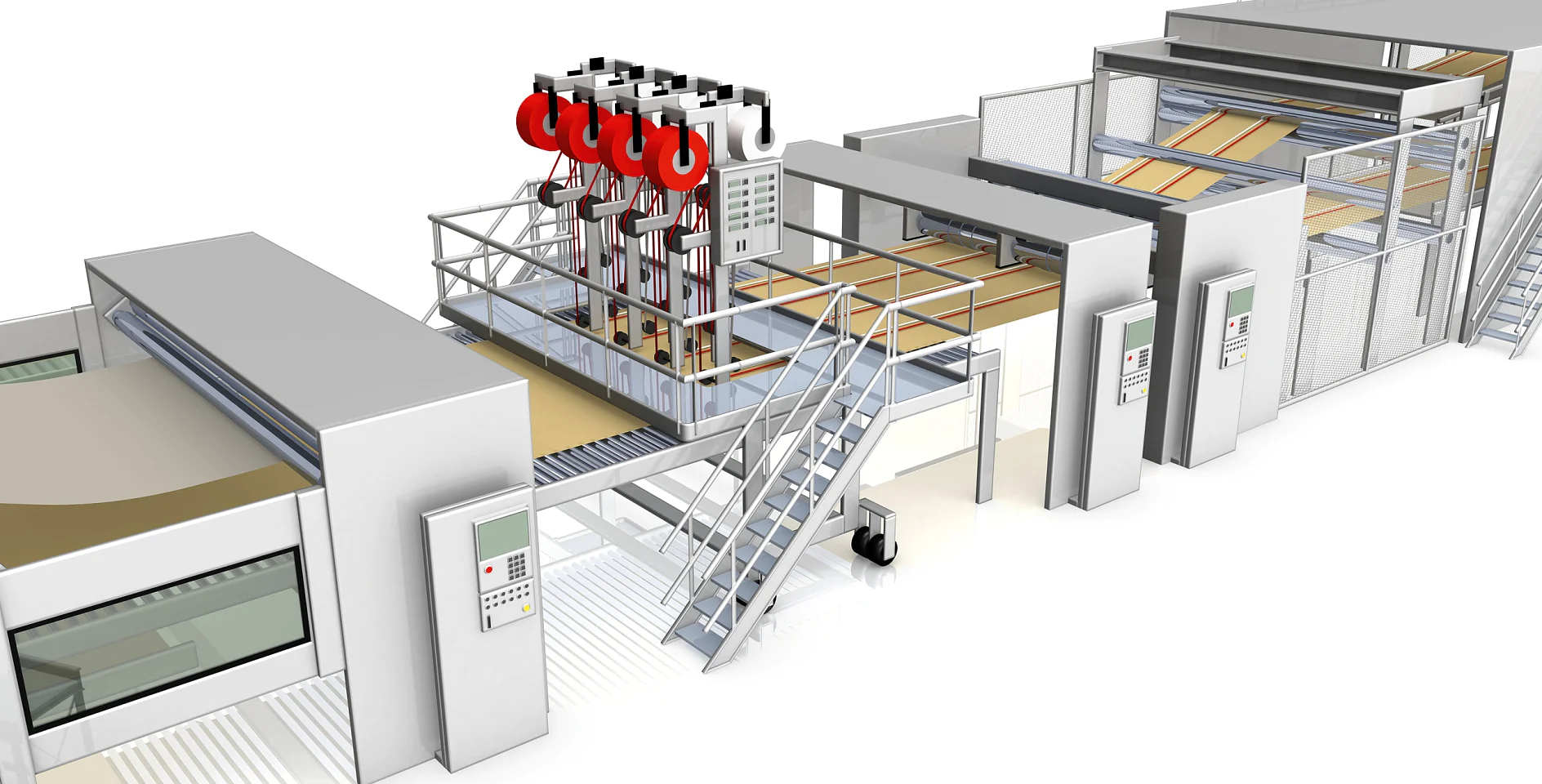 In-line ontwerp van tapetoepassing voor golfkartonmachine