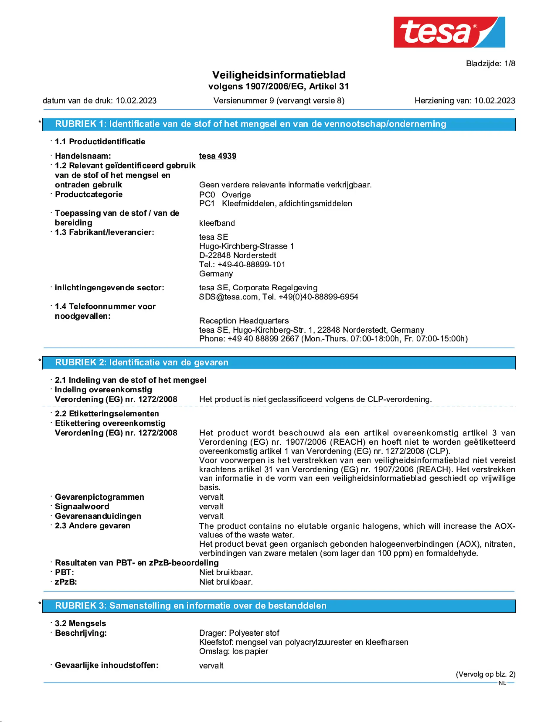 Safety data sheet_tesa® 4939_nl-NL_v9