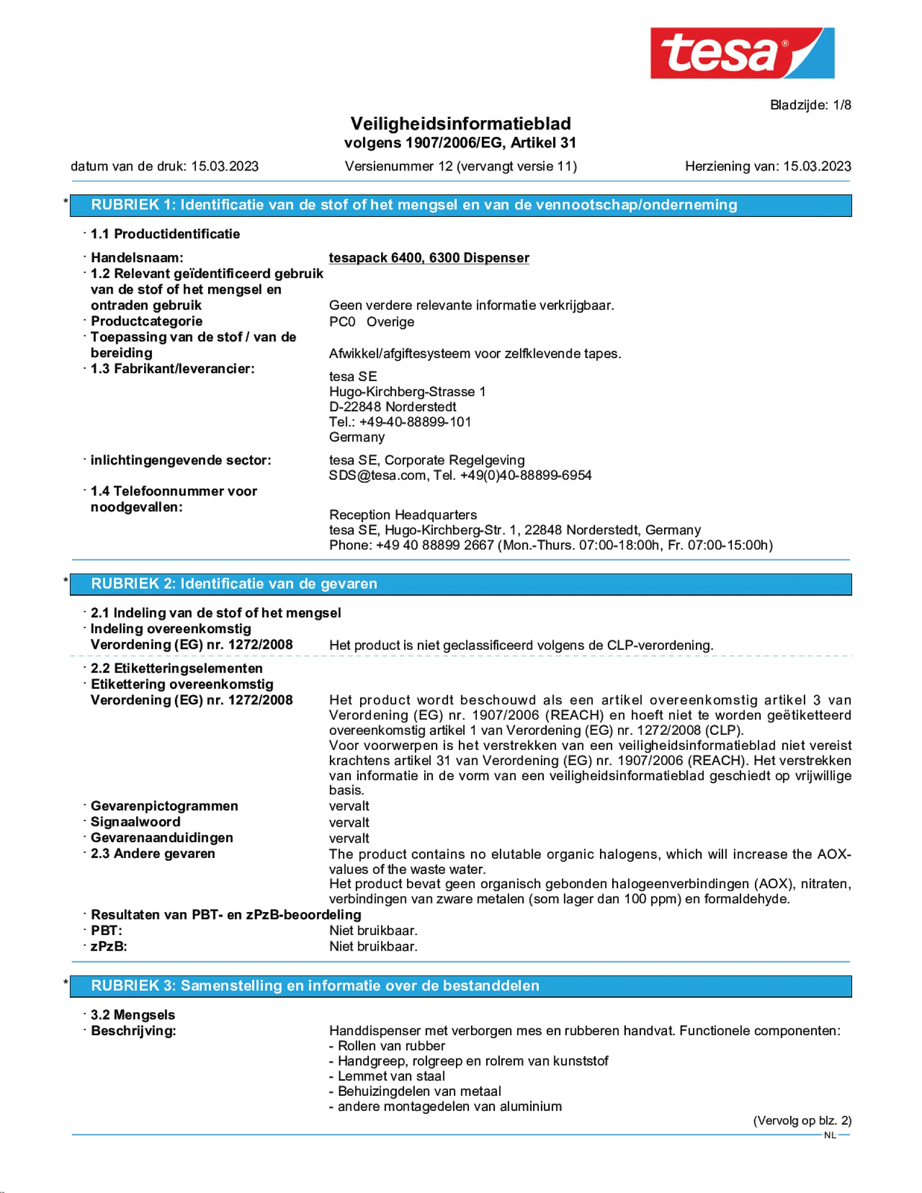 Safety data sheet_tesapack® 06400_nl-NL_v12