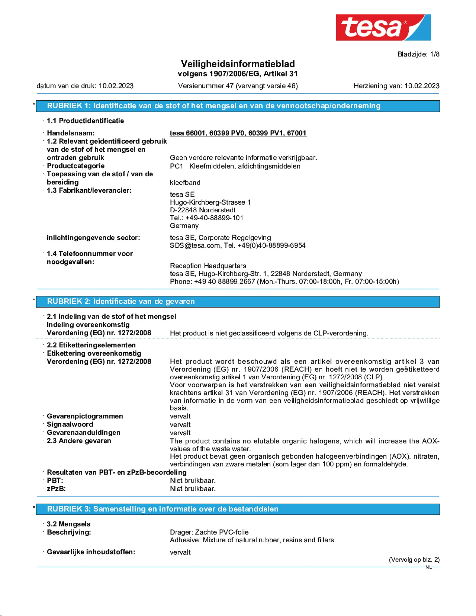 Safety data sheet_tesa® Professional 60399_nl-NL_v47