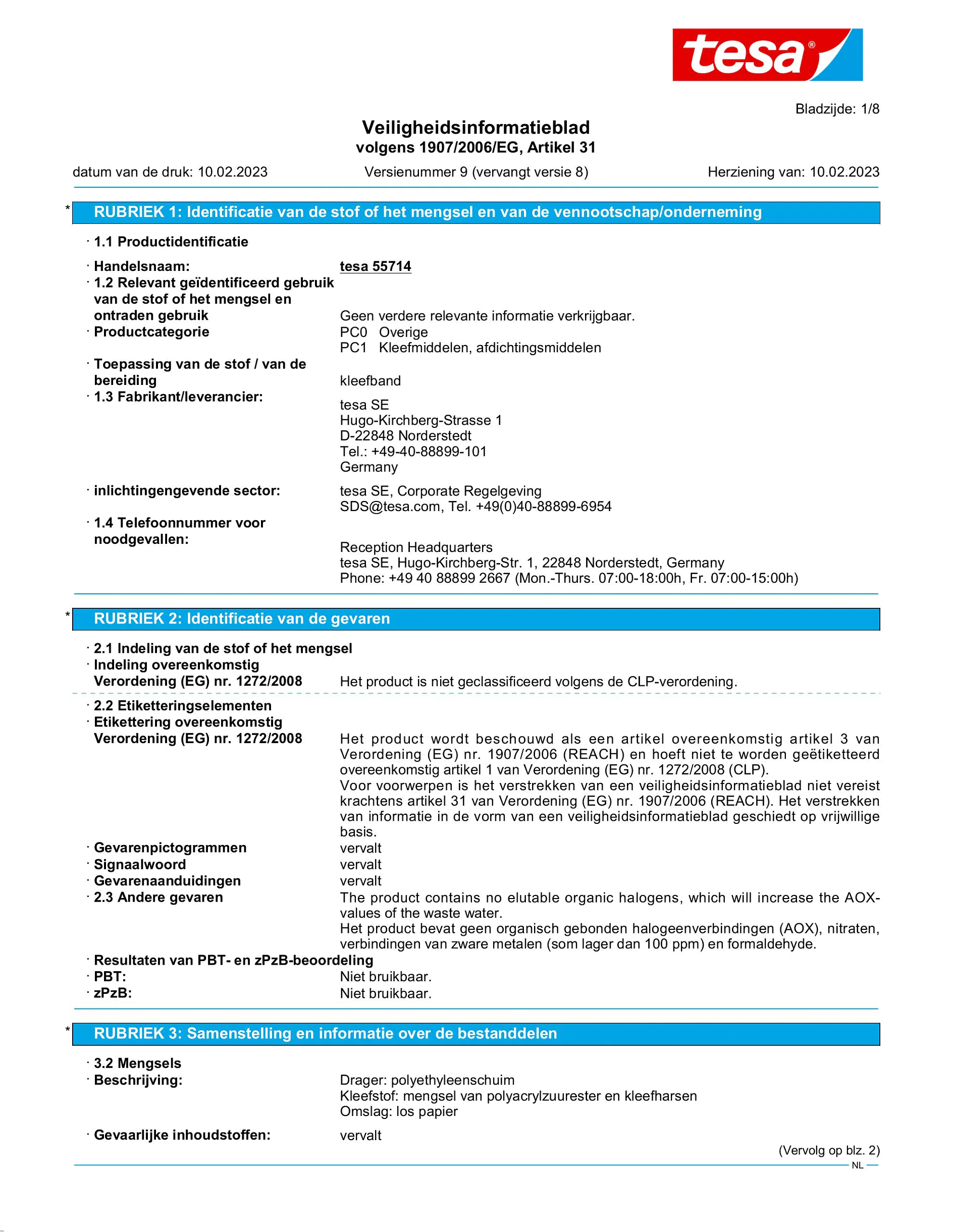 Safety data sheet_tesa® Powerbond 55714_nl-NL_v9