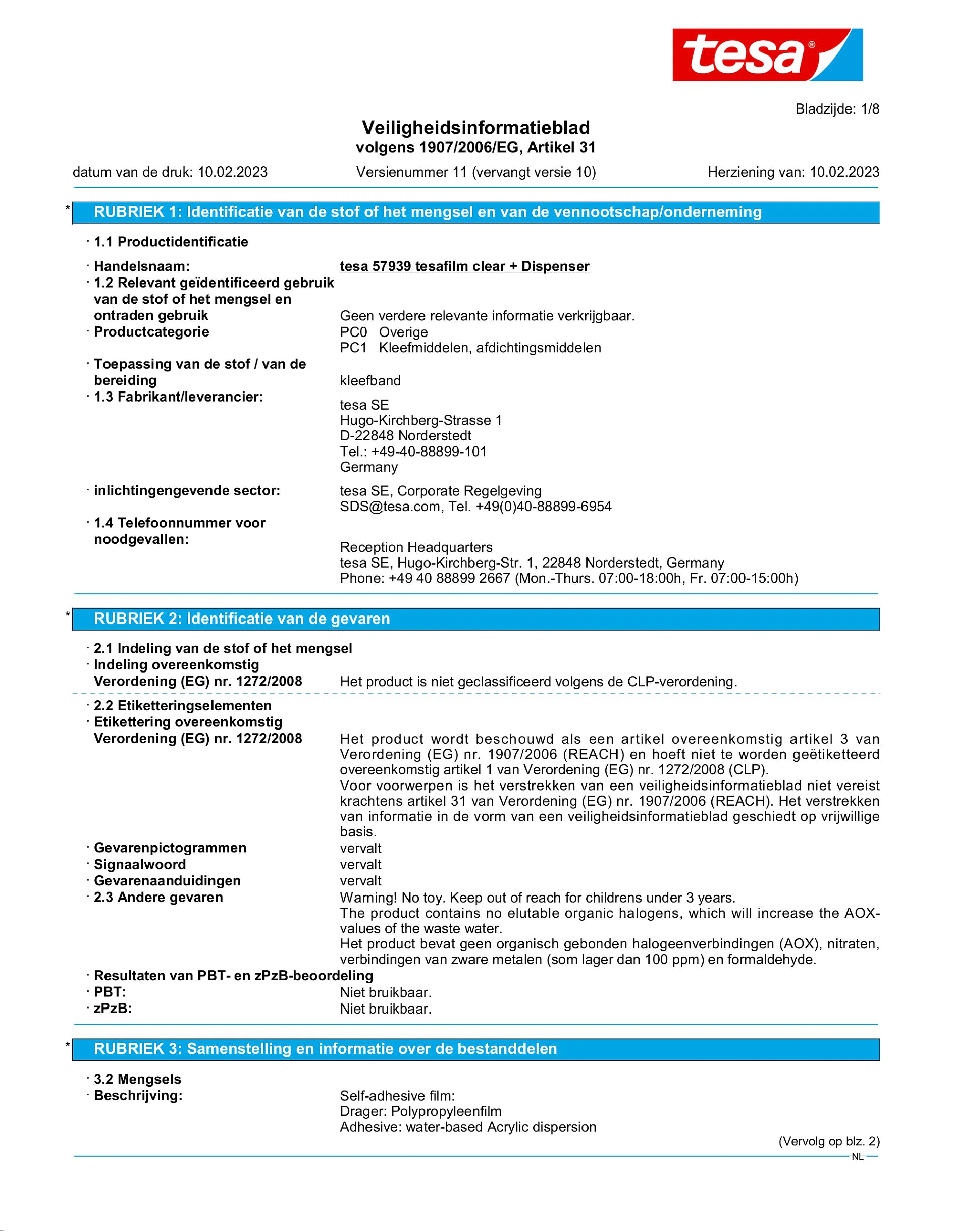 Safety data sheet_tesafilm® 57928_nl-NL_v11