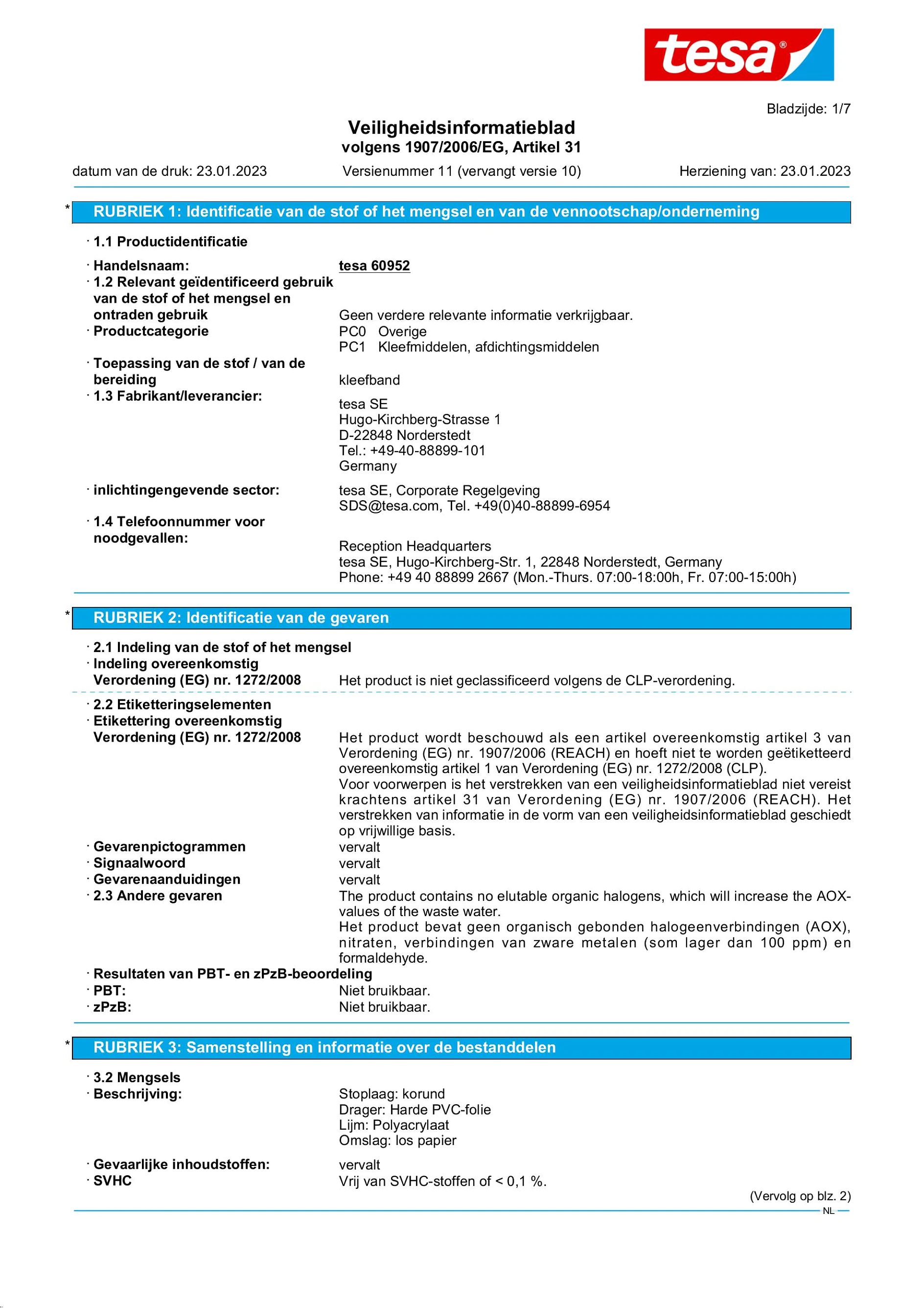 Safety data sheet_tesa® Professional 60950_nl-NL_v11