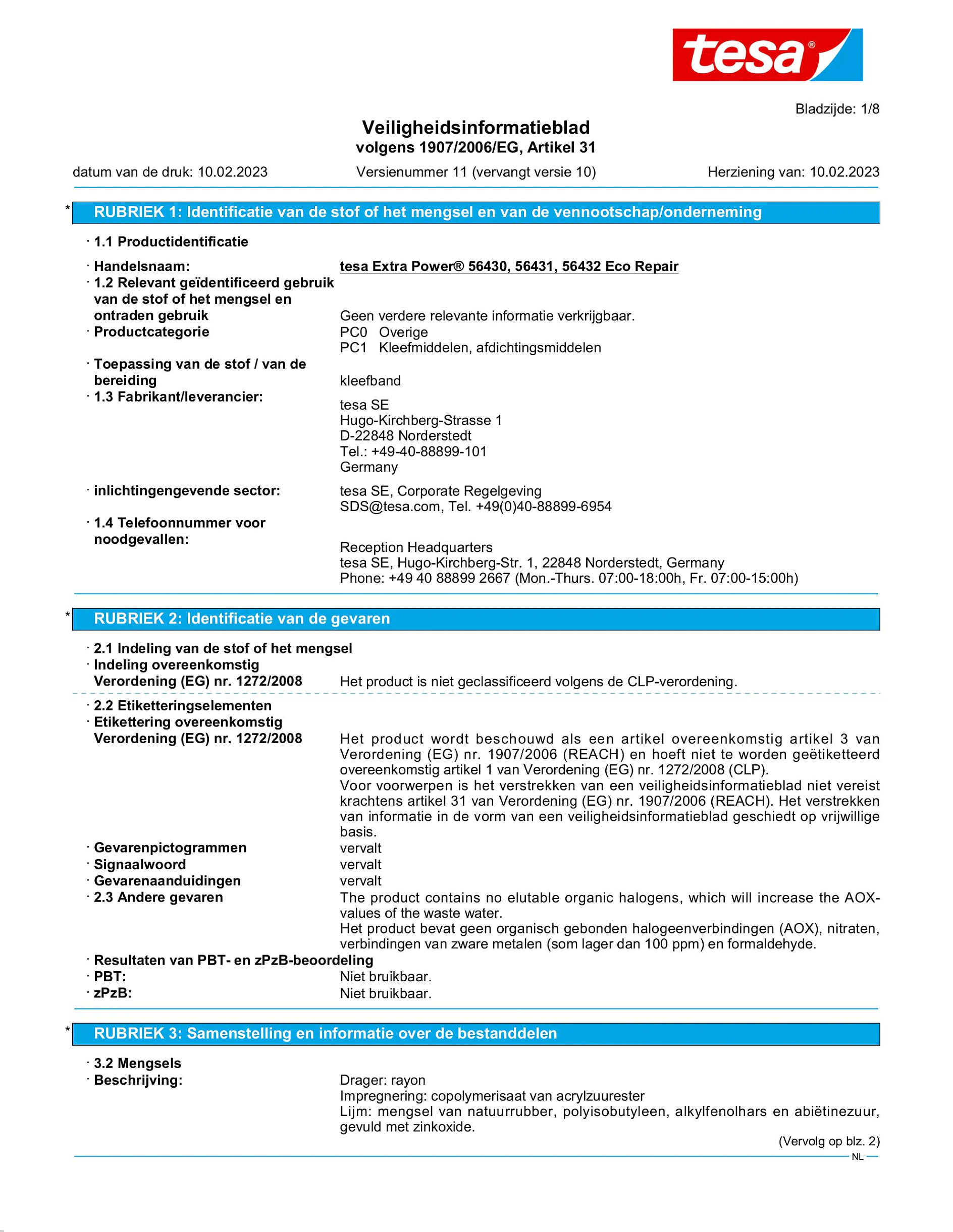 Safety data sheet_tesa® extra Power 56430_nl-NL_v11