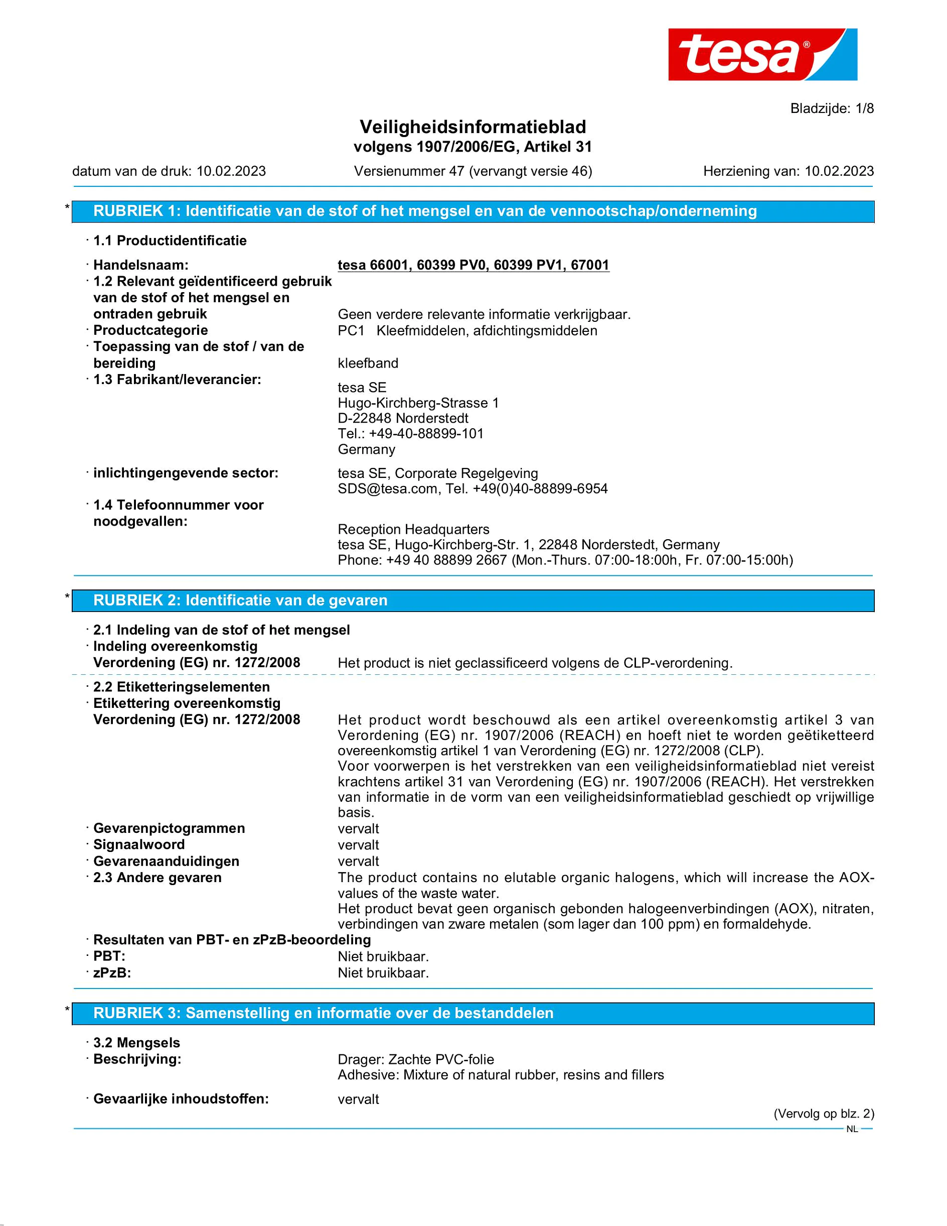 Safety data sheet_tesa® Professional 60399_nl-NL_v47