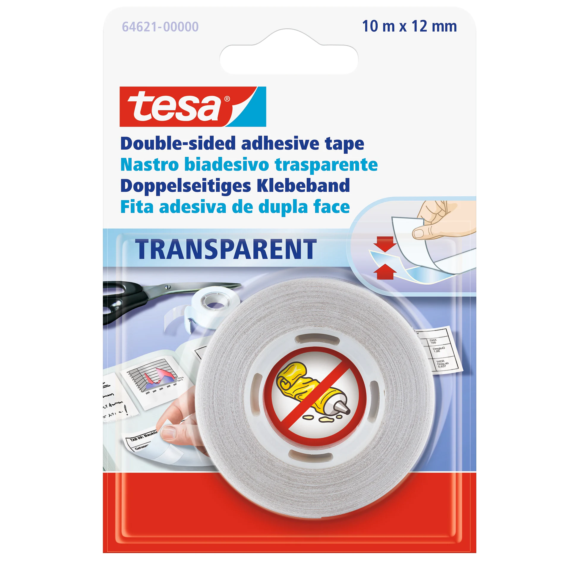 [en-en] tesa double-sided 10m x 12mm, Transparent