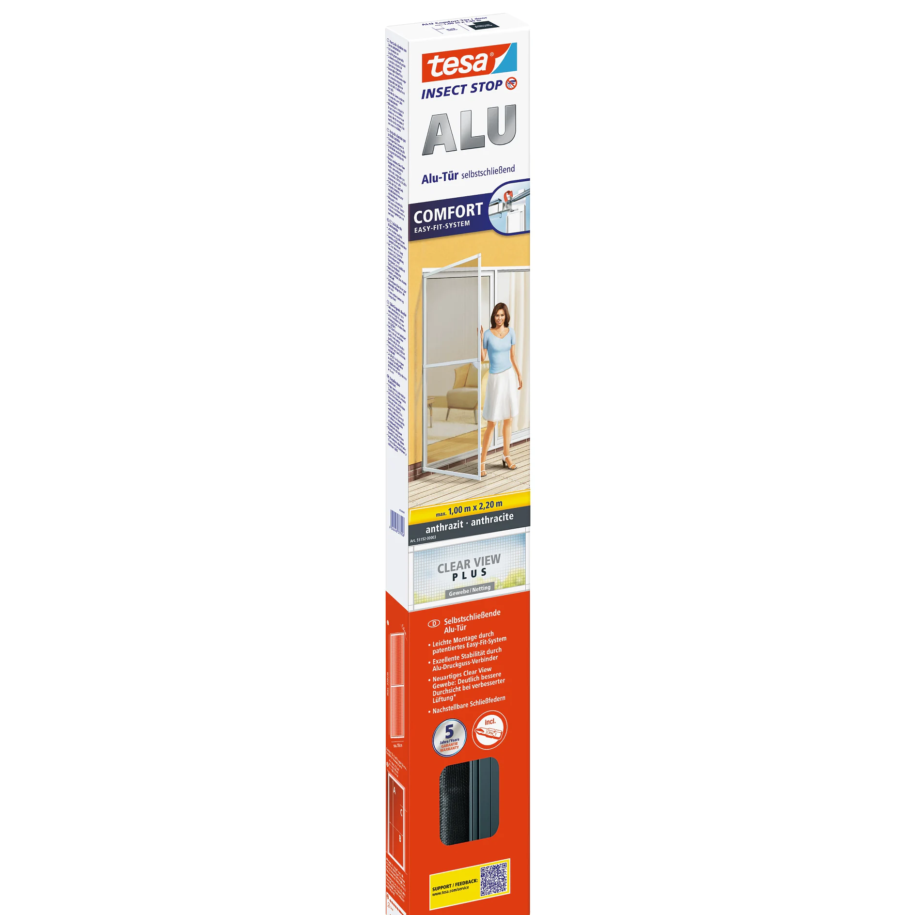 [en-en] Insect Protection Alu Frame Comfort for doors, anthrazite, 1,00m : 2,20m