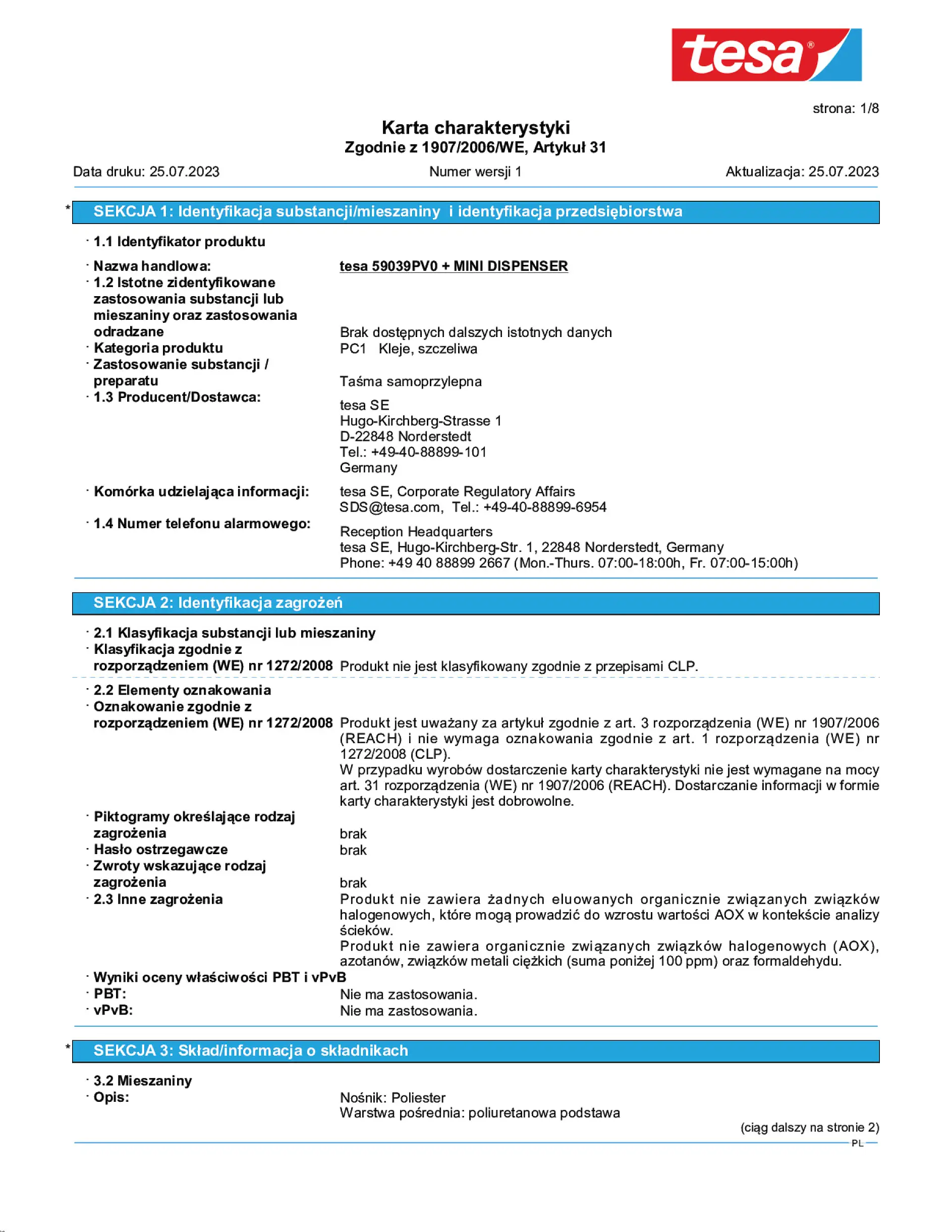 Safety data sheet_tesafilm® 59038_pl-PL_v1