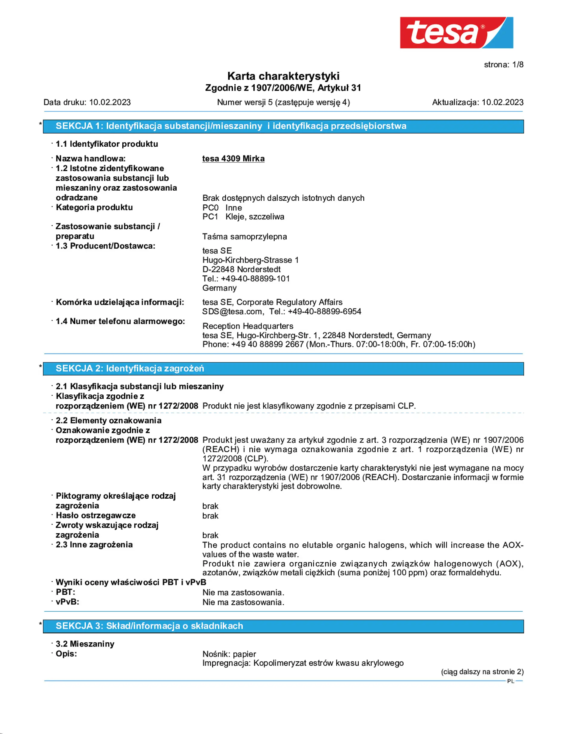 Safety data sheet_tesa® 04309_pl-PL_v5