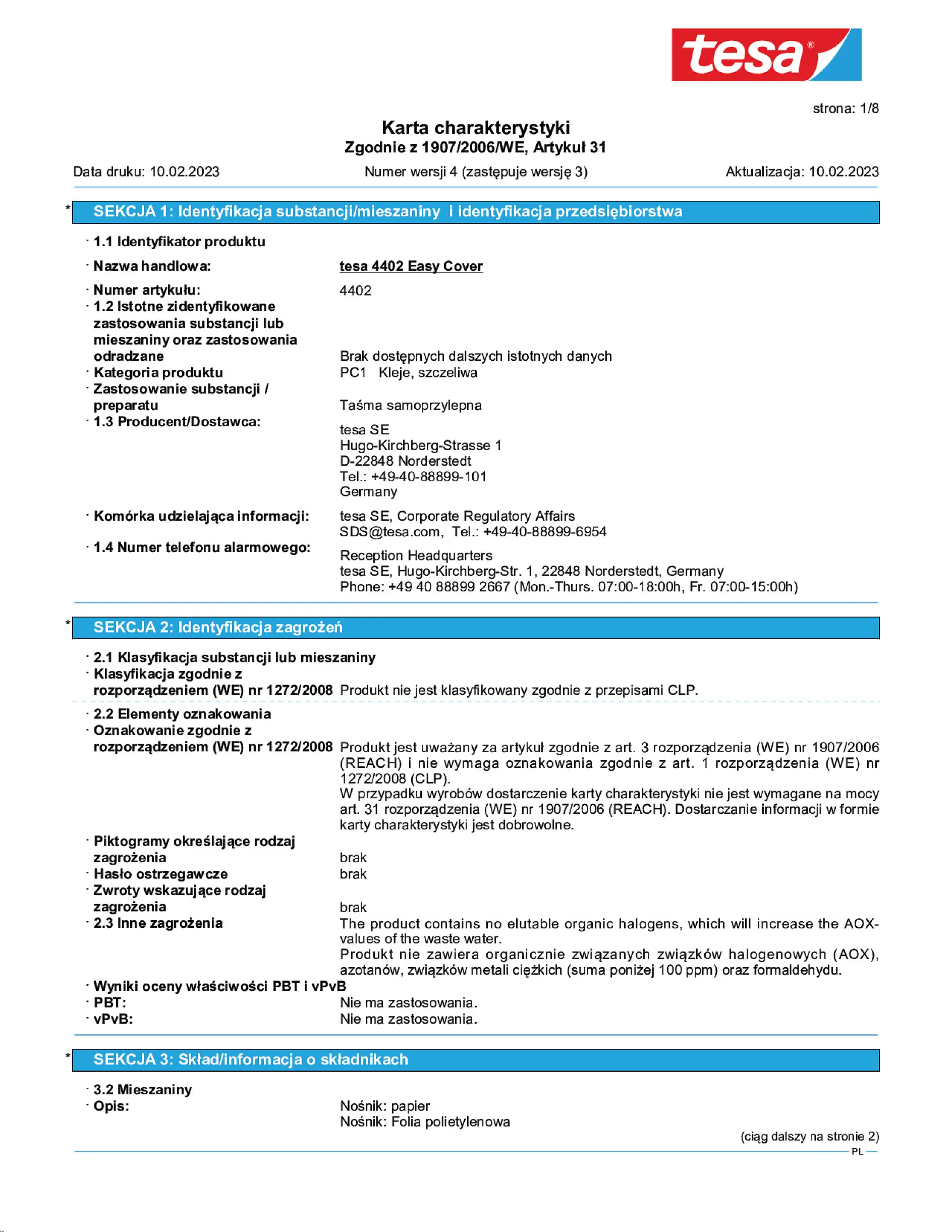 Safety data sheet_tesa® Professional 04402_pl-PL_v4