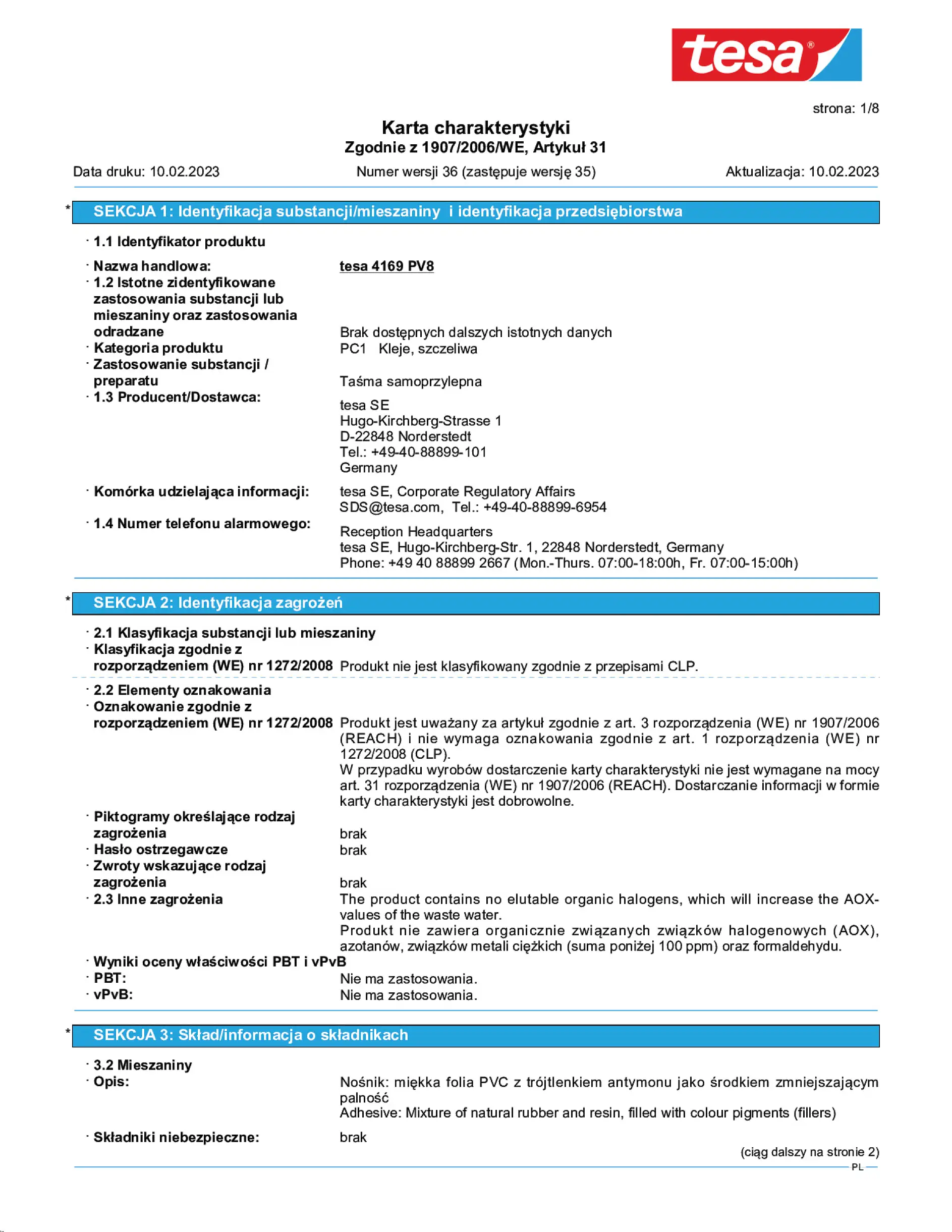 Safety data sheet_tesa® 4169_pl-PL_v36