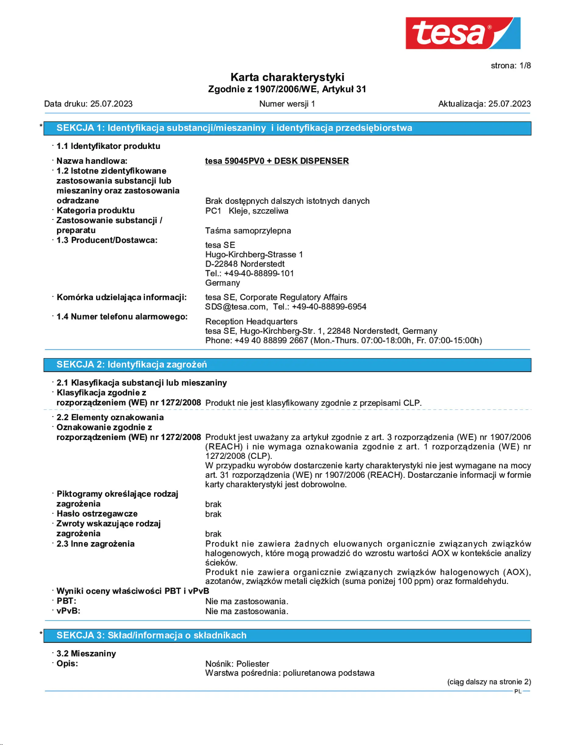 Safety data sheet_tesafilm® 59045_pl-PL_v1