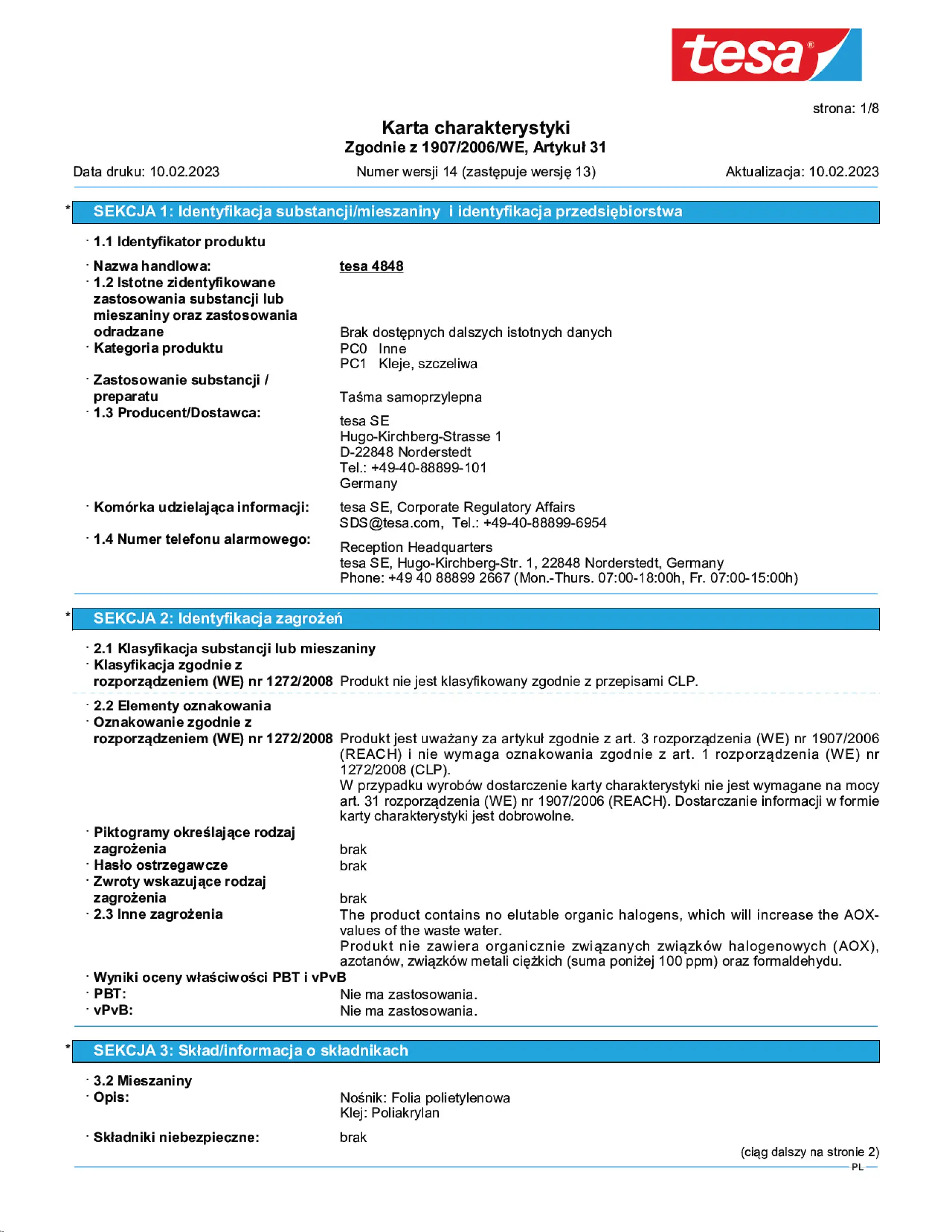 Safety data sheet_tesa® 04848_pl-PL_v14