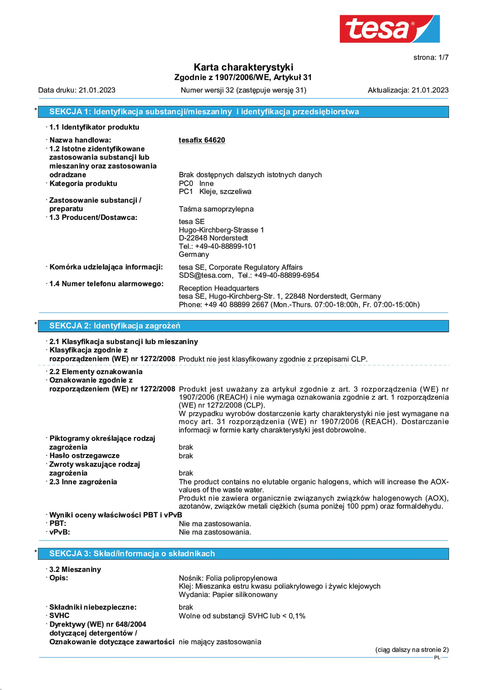 Safety data sheet_tesa® 64620_pl-PL_v32