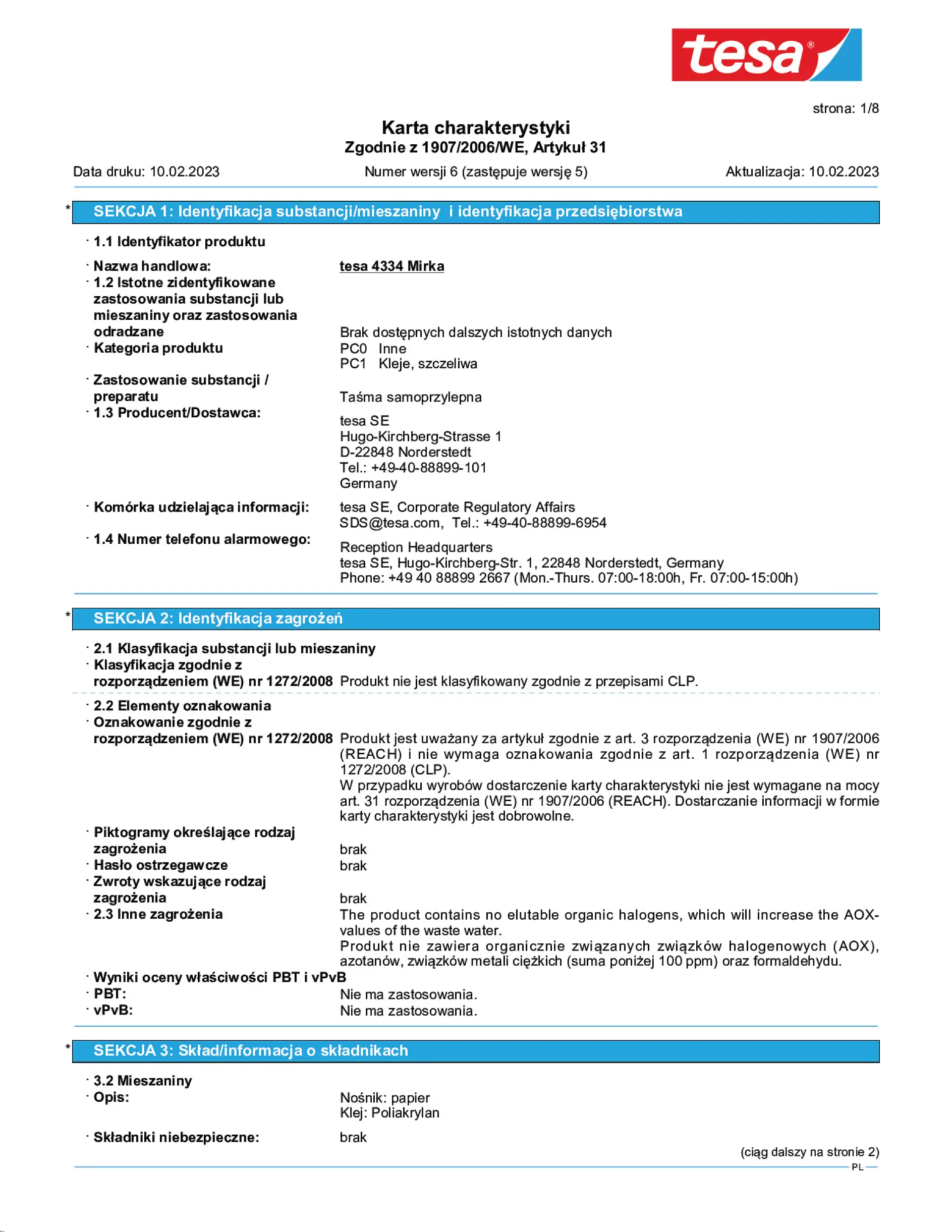 Safety data sheet_tesa® 04334_pl-PL_v6