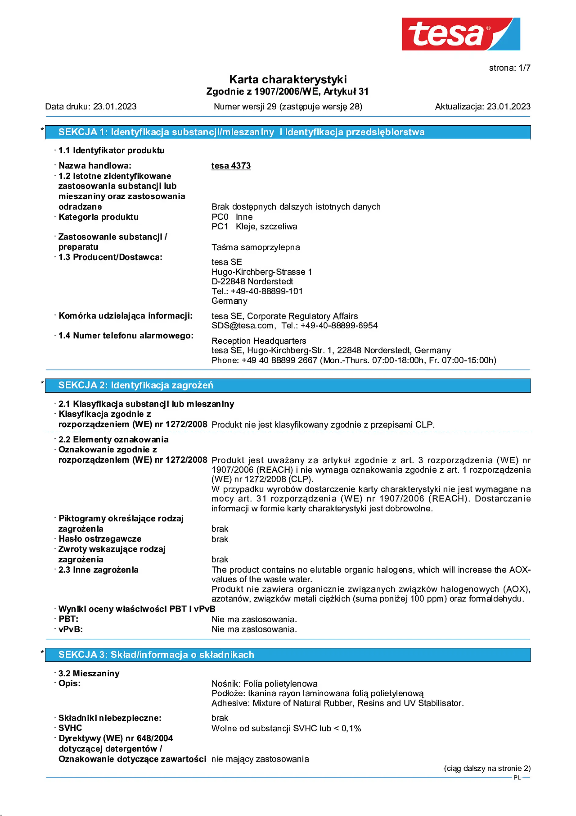 Safety data sheet_tesa® Professional 04373_pl-PL_v29