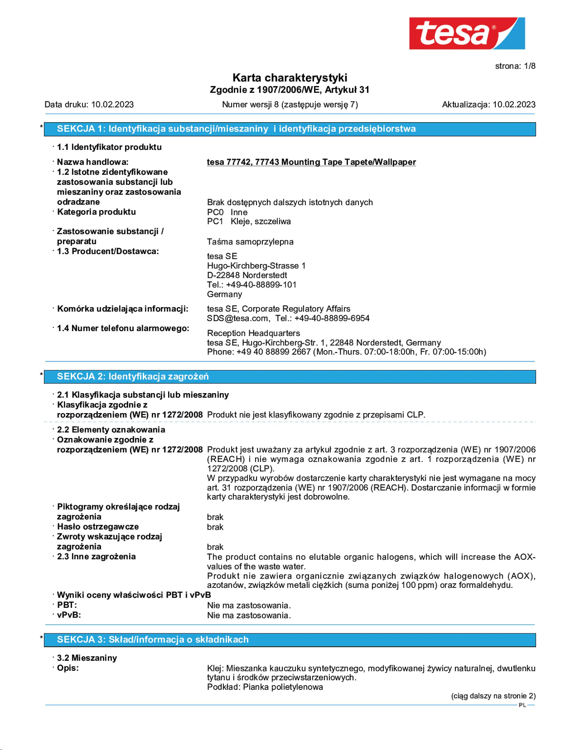 Safety data sheet_tesa® 77742_pl-PL_v8