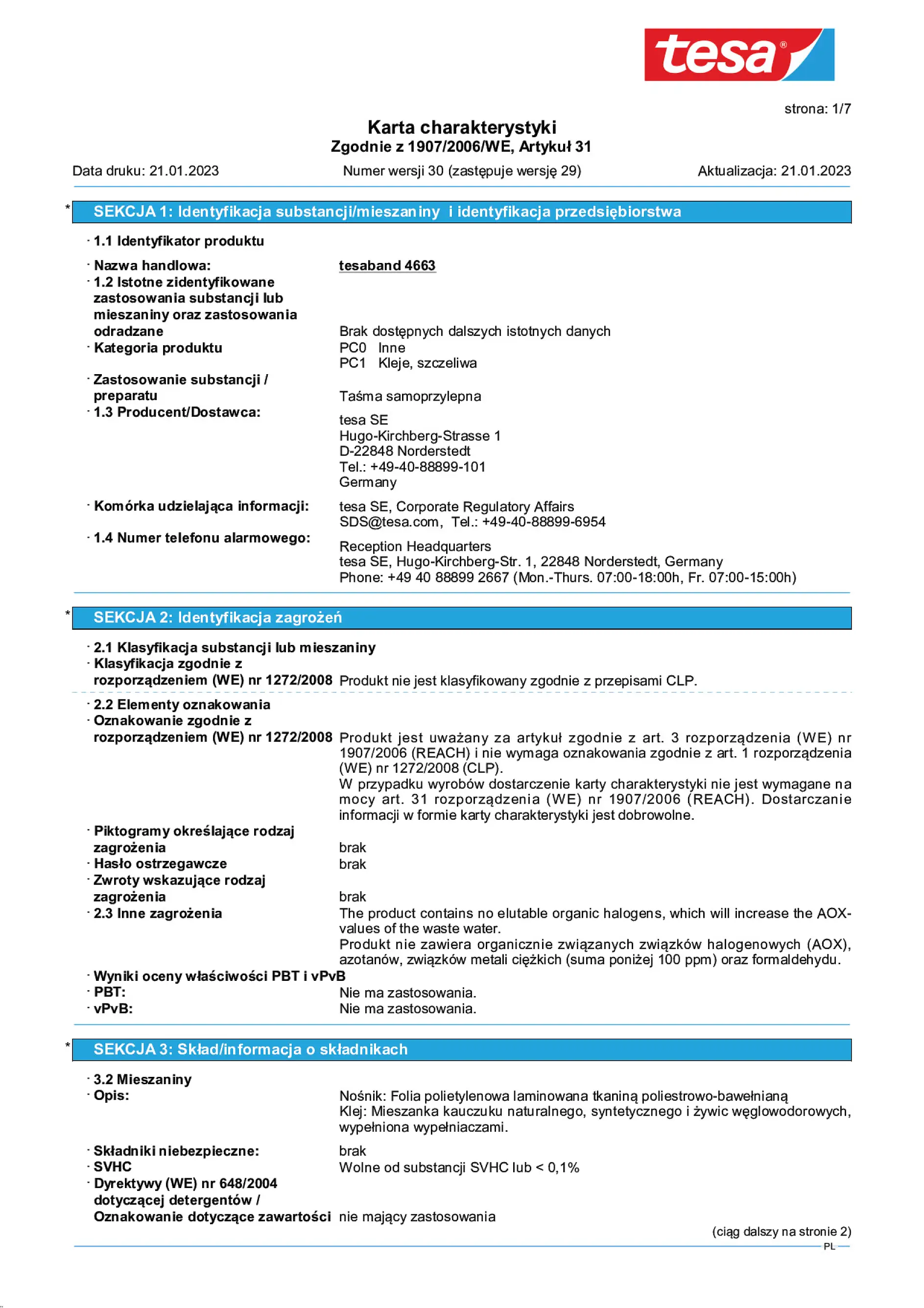 Safety data sheet_tesa® Professional 04663_pl-PL_v30