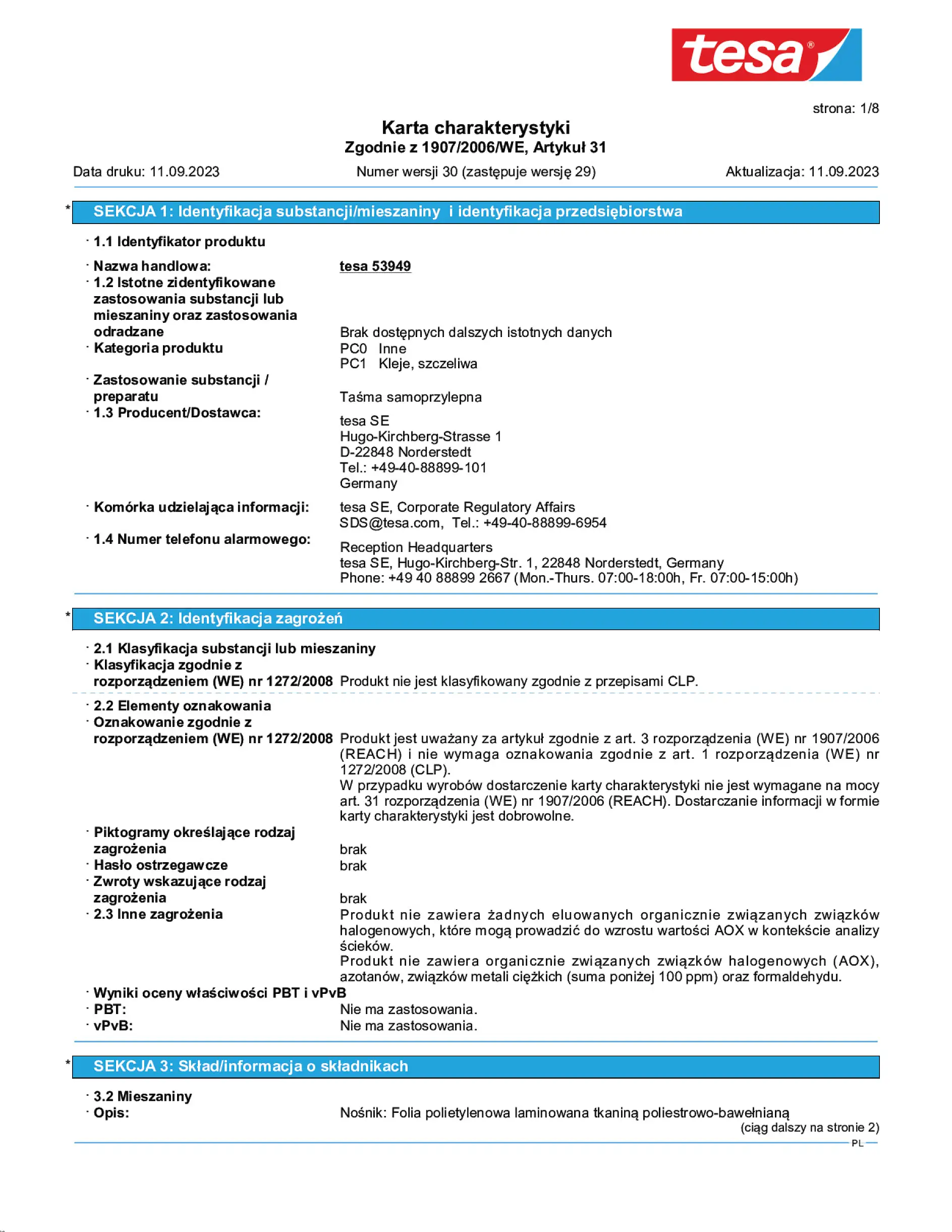 Safety data sheet_tesa® Professional 53949_pl-PL_v30