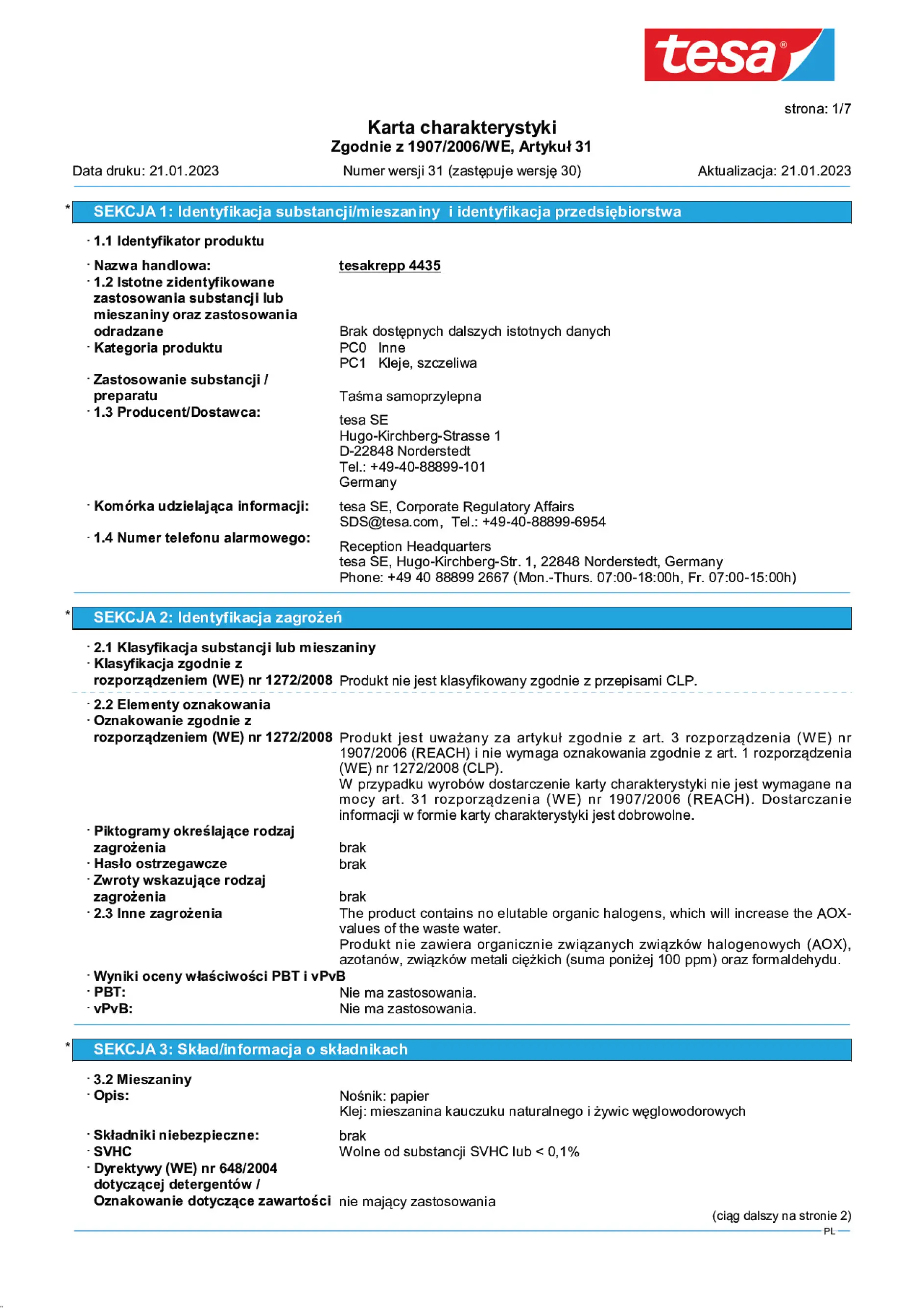 Safety data sheet_tesa® Professional 04435_pl-PL_v31