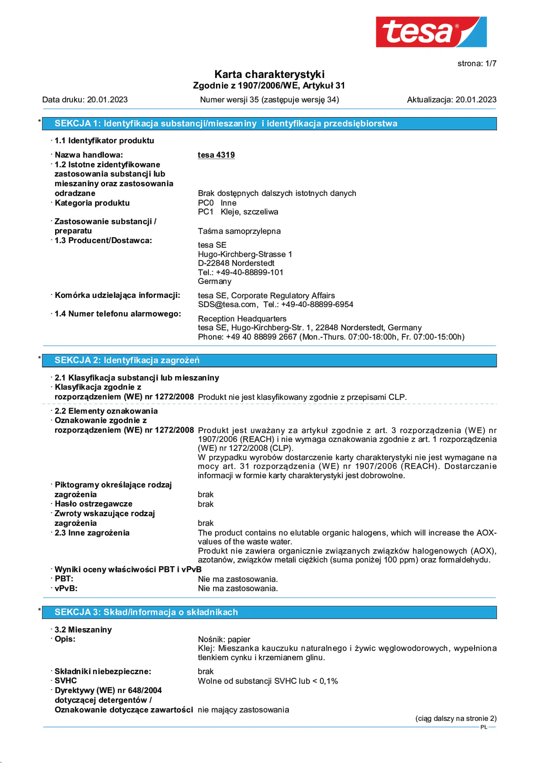 Safety data sheet_tesa® 04319_pl-PL_v35