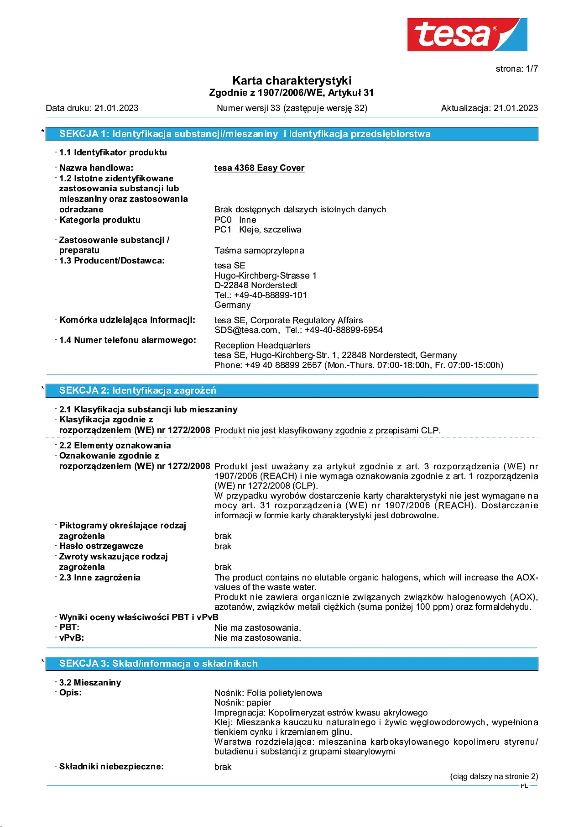 Safety data sheet_tesa® Professional 04368_pl-PL_v33
