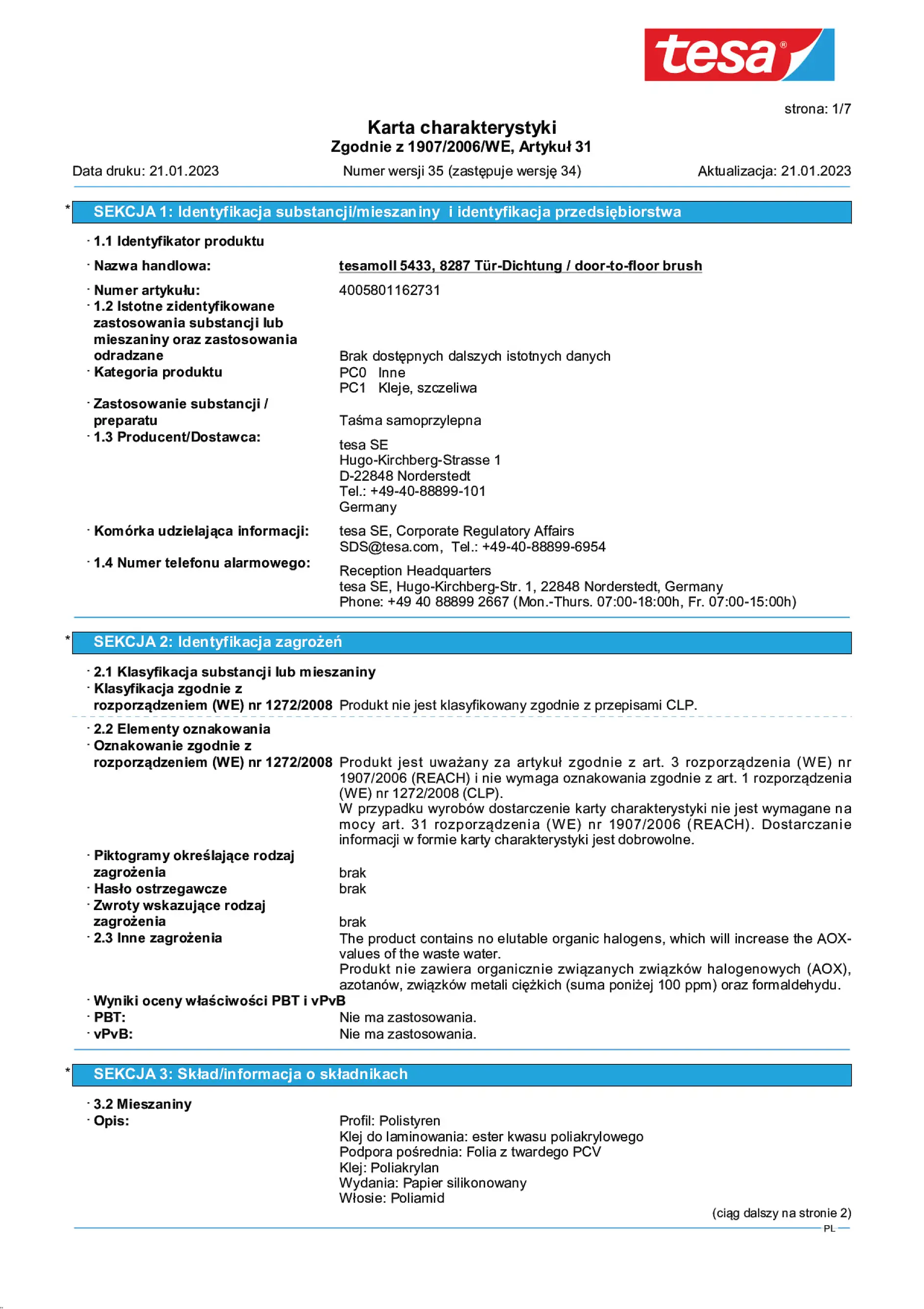 Safety data sheet_tesamoll® 05433_pl-PL_v35
