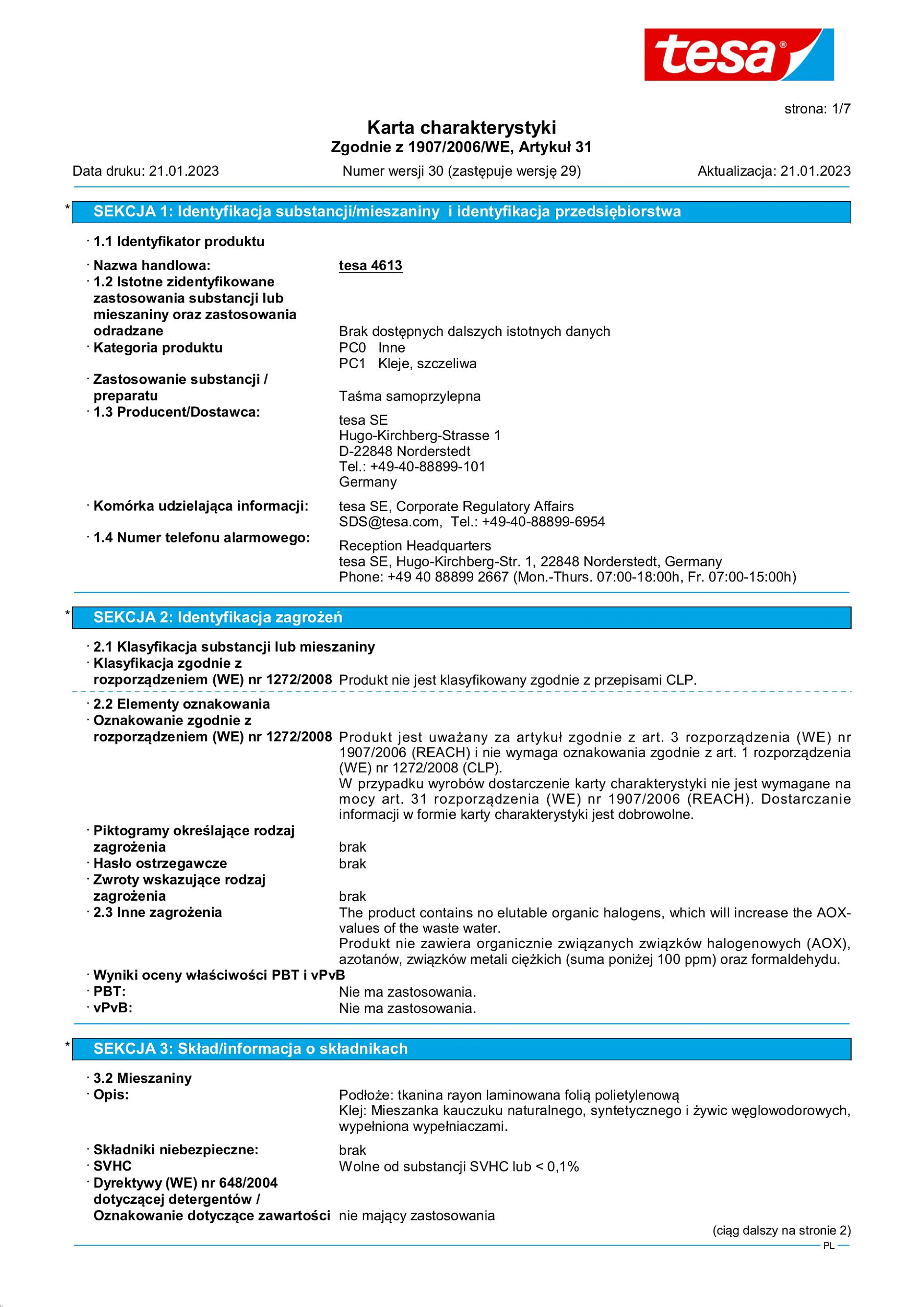 Safety data sheet_tesa® Professional 04613_pl-PL_v30