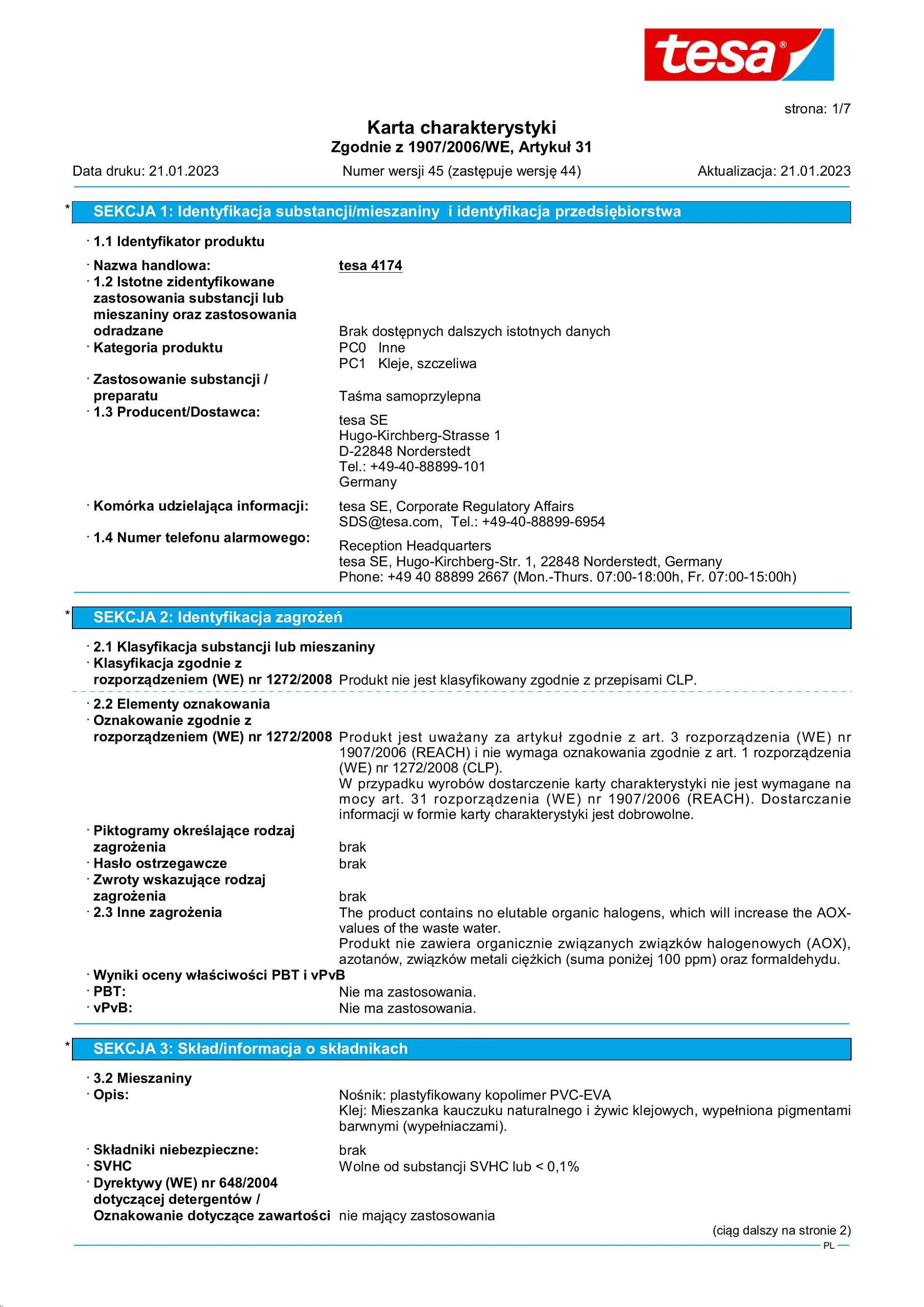 Safety data sheet_tesa® 4174_pl-PL_v45