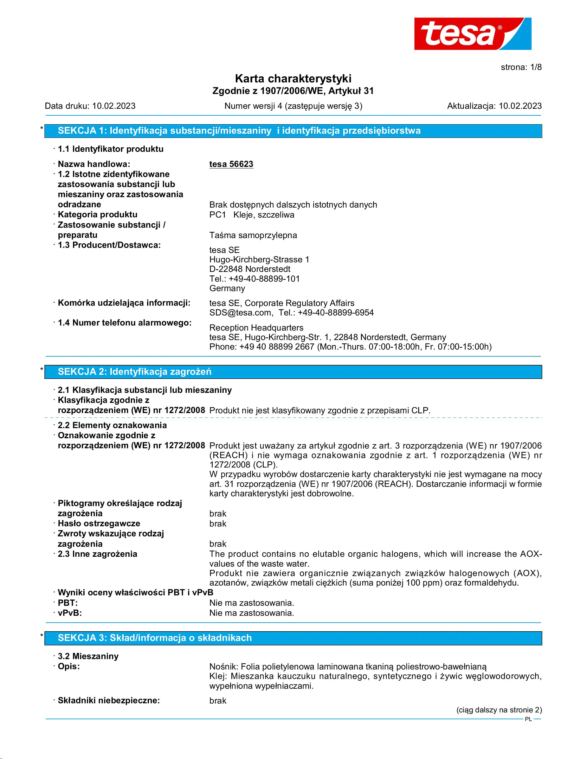 Safety data sheet_tesa® 56622_pl-PL_v4