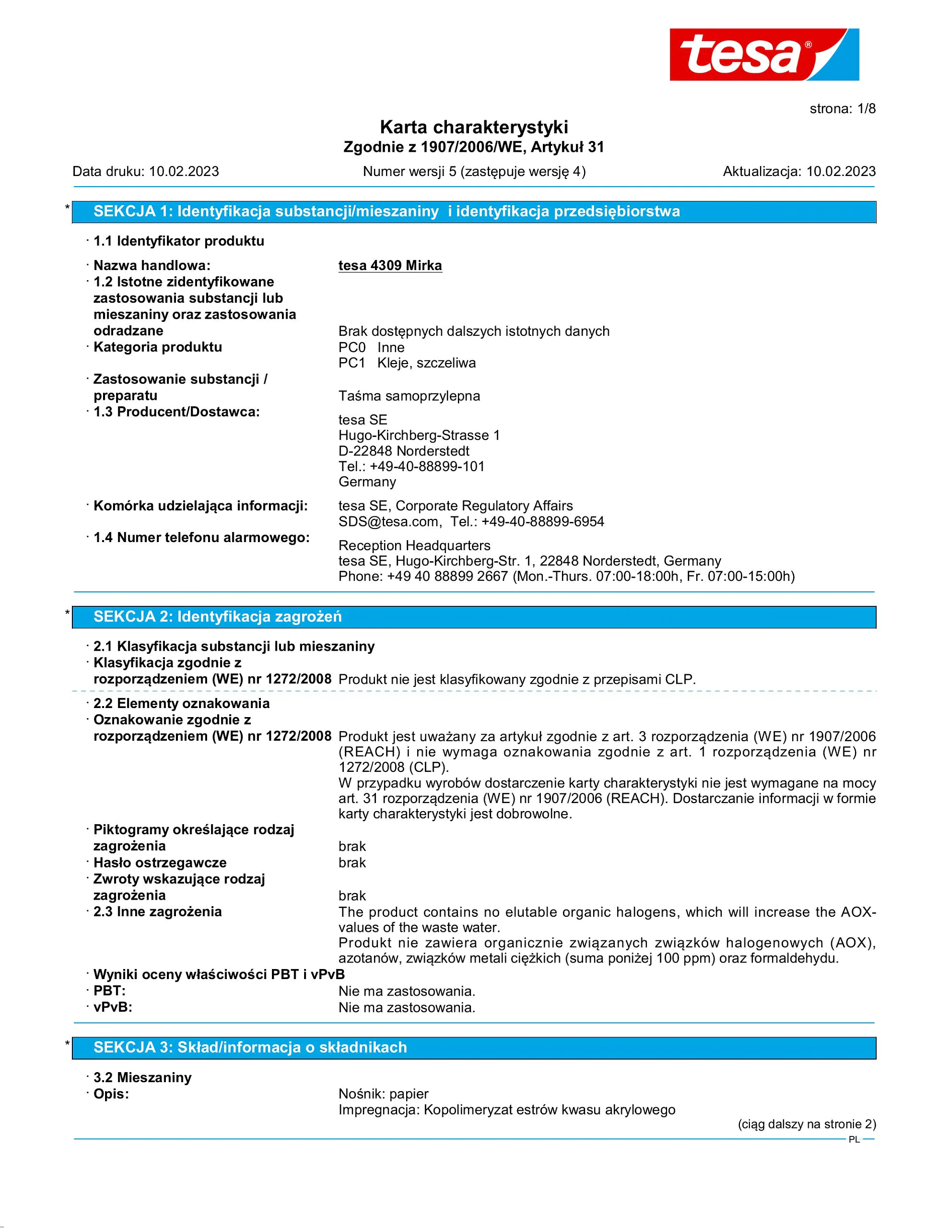 Safety data sheet_tesa® 04309_pl-PL_v5