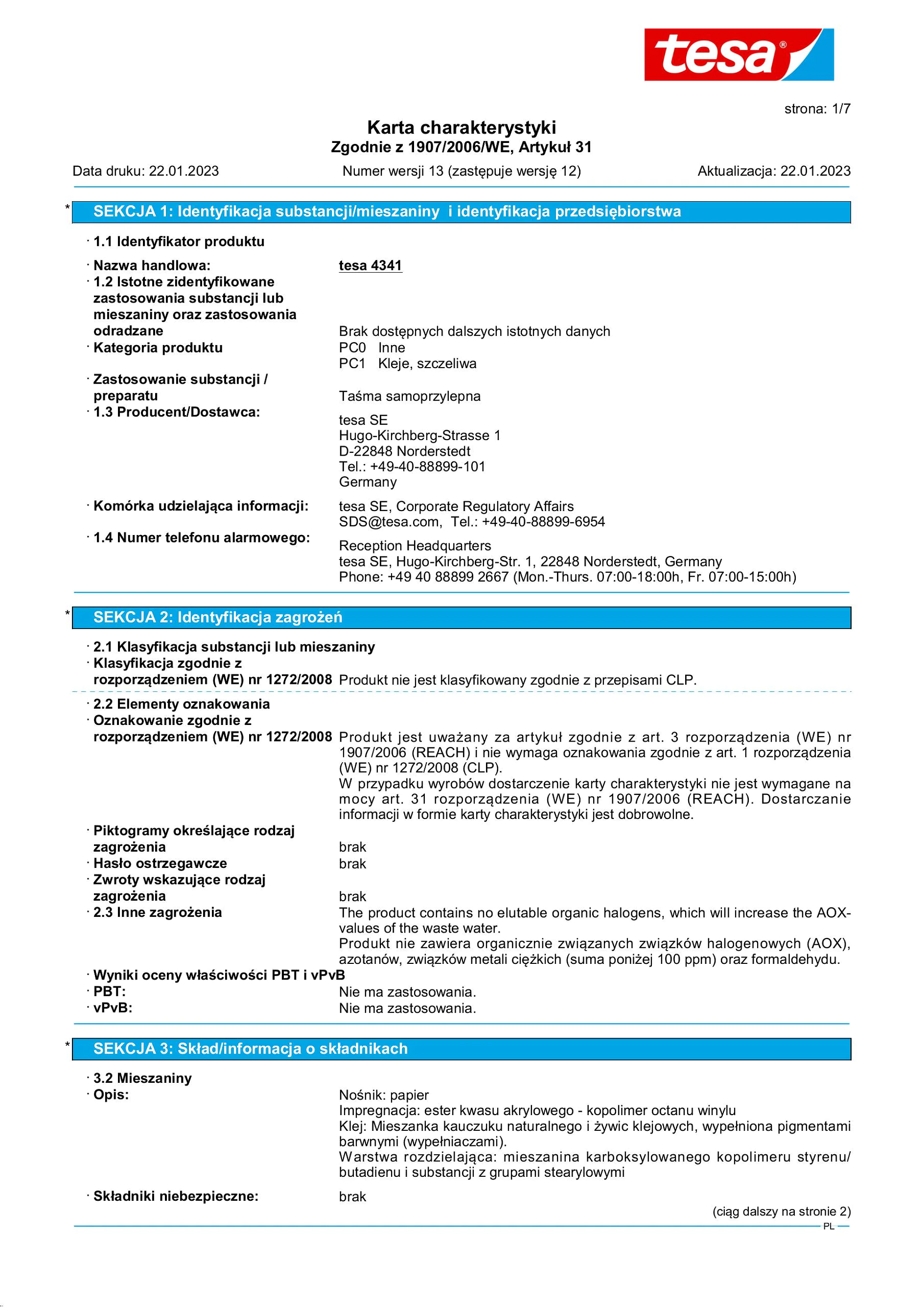 Safety data sheet_tesa® 4341_pl-PL_v13