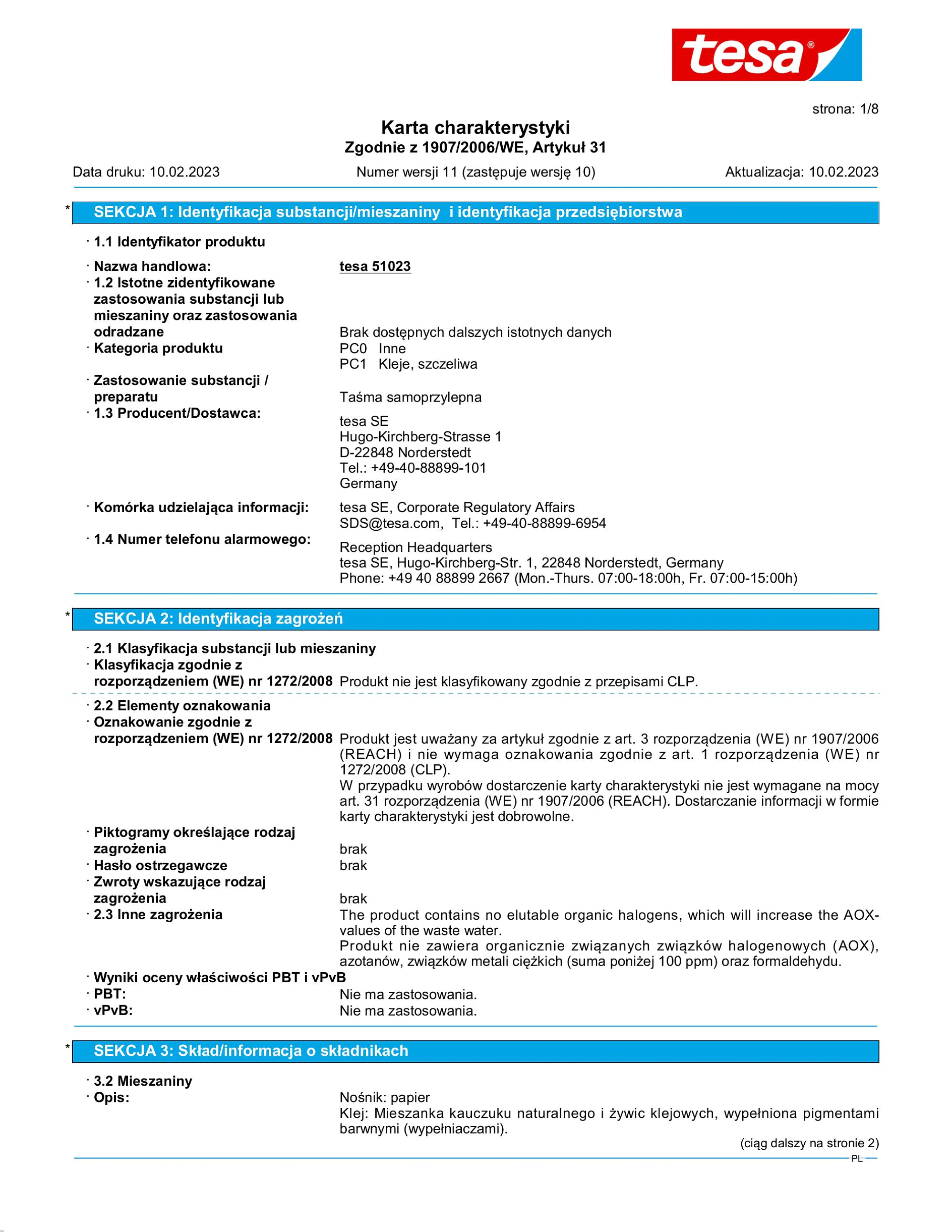 Safety data sheet_tesa® Professional 51023_pl-PL_v11