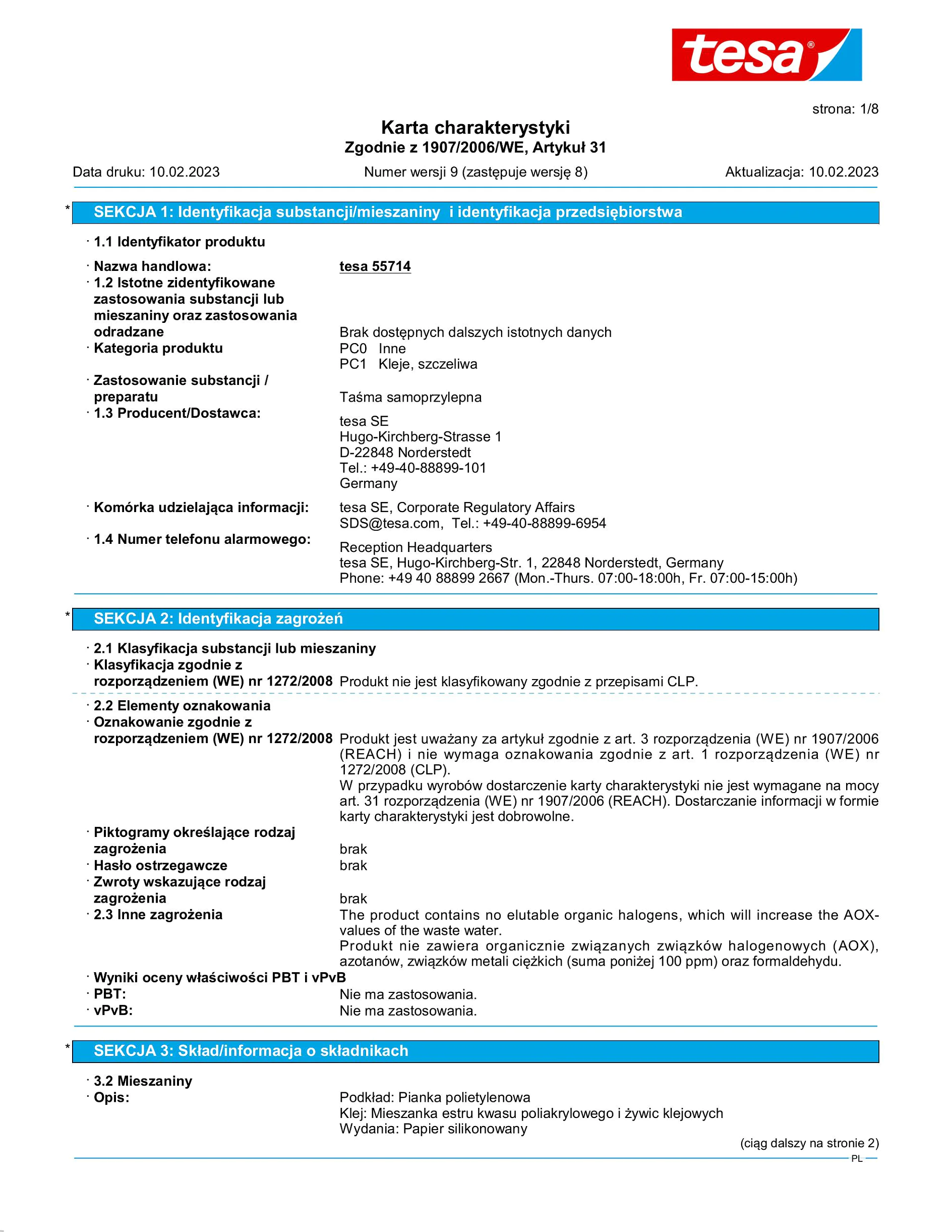 Safety data sheet_tesa® Powerbond 55714_pl-PL_v9