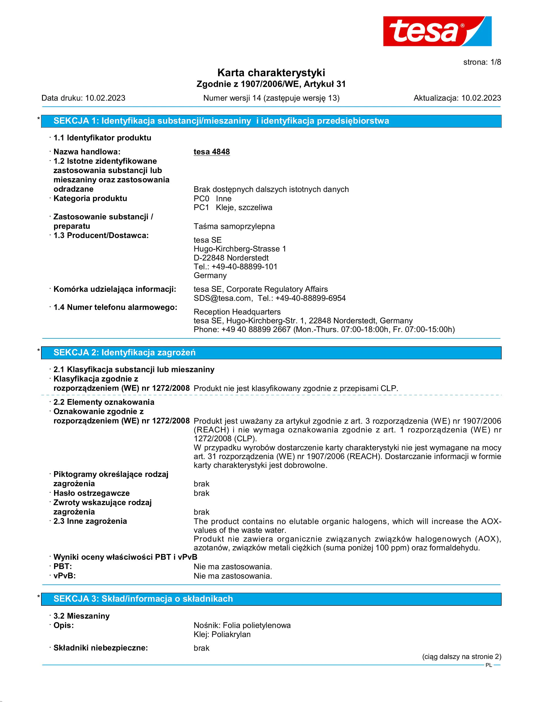 Safety data sheet_tesa® 4848_pl-PL_v14