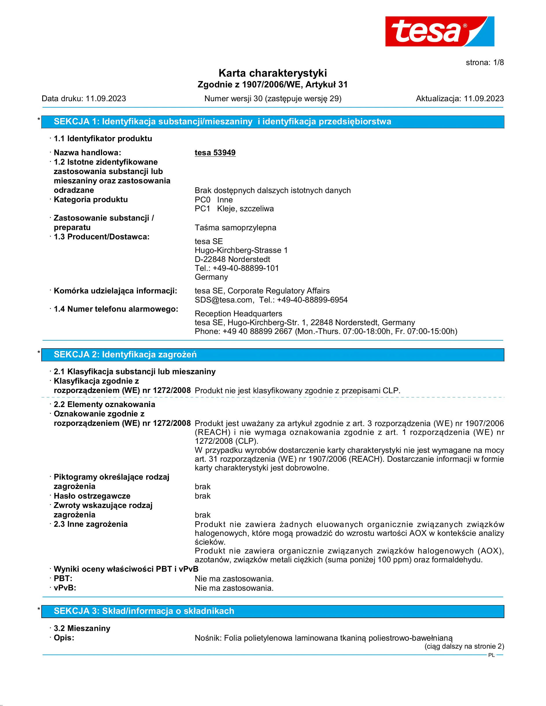 Safety data sheet_tesa® Professional 53949_pl-PL_v30