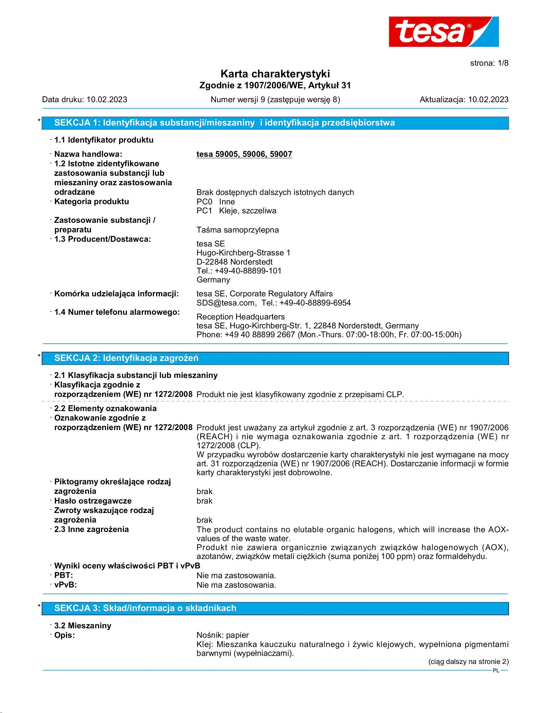 Safety data sheet_tesa® 59005_pl-PL_v9