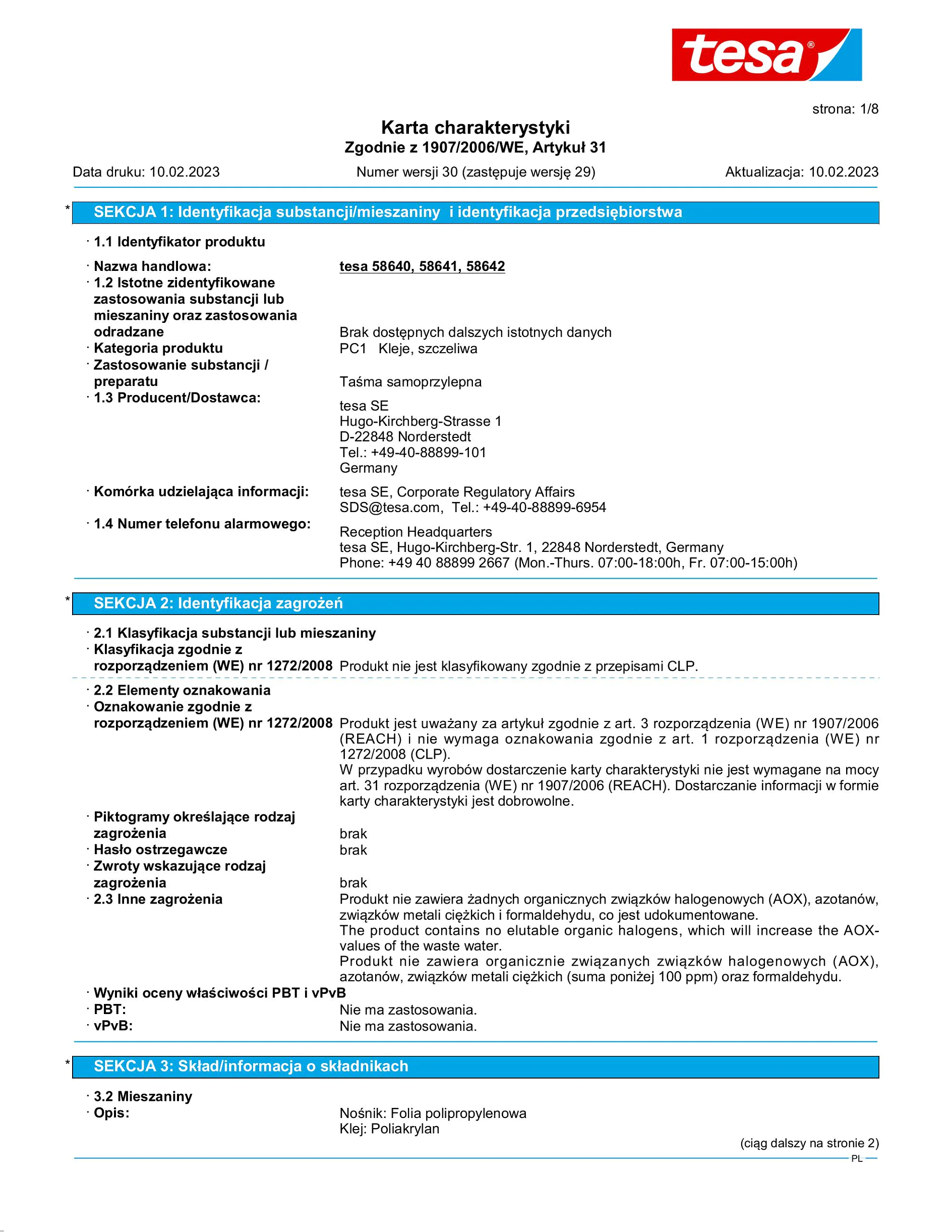 Safety data sheet_tesapack® 58640_pl-PL_v30