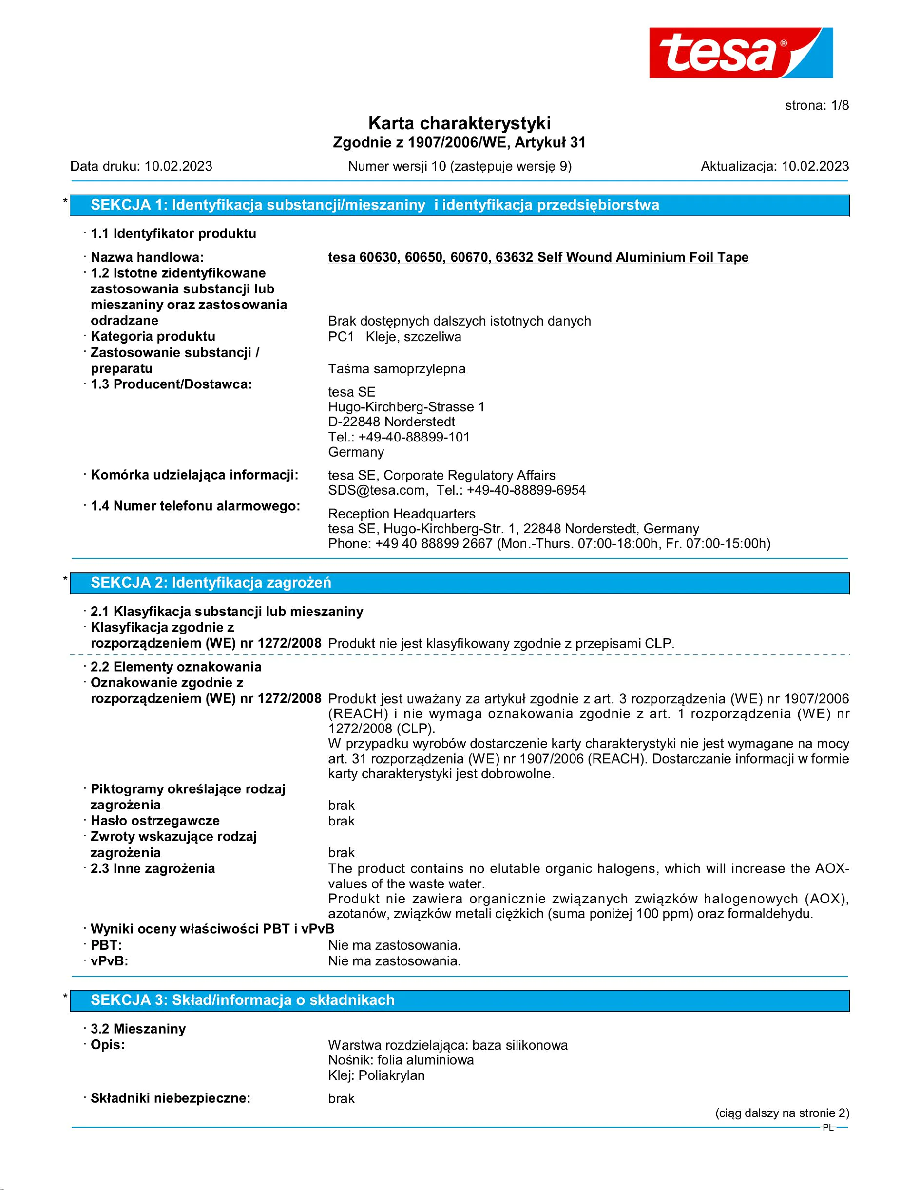 Safety data sheet_tesa® Professional 63632_pl-PL_v10