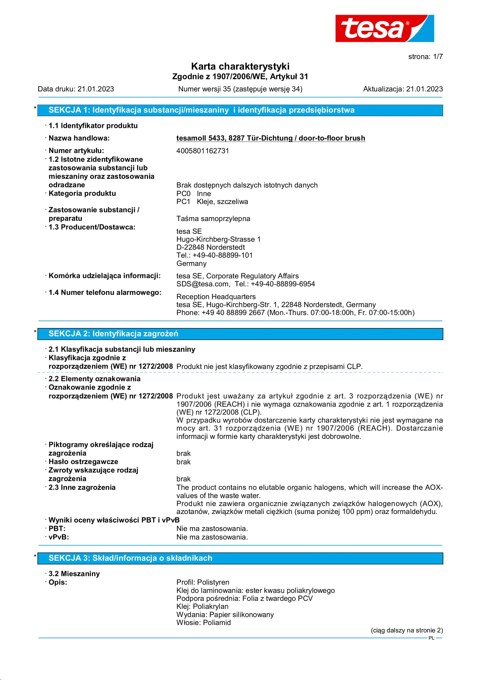 Safety data sheet_tesamoll® 05433_pl-PL_v35