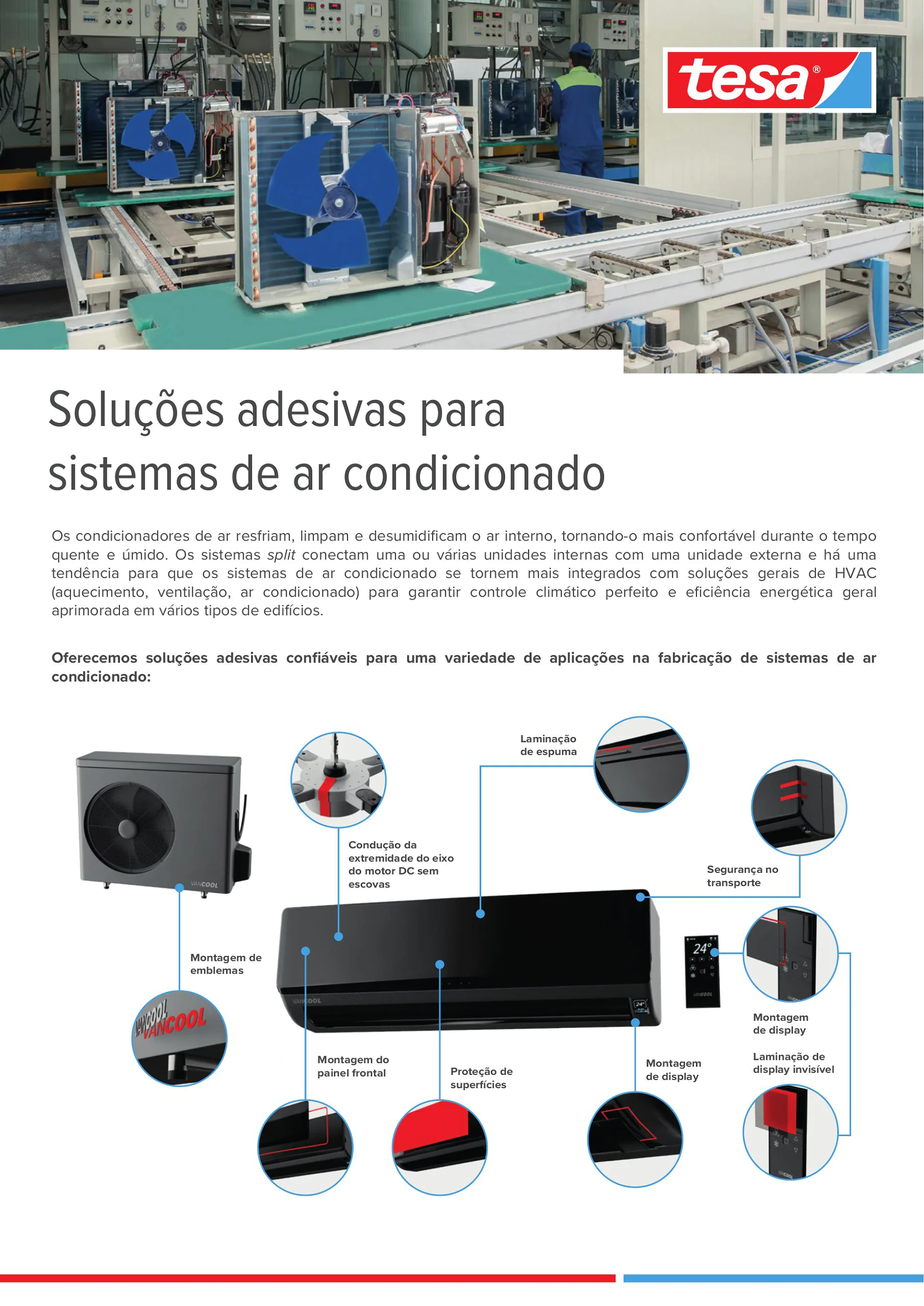 Soluções adesivas para sistemas de ar condicionado