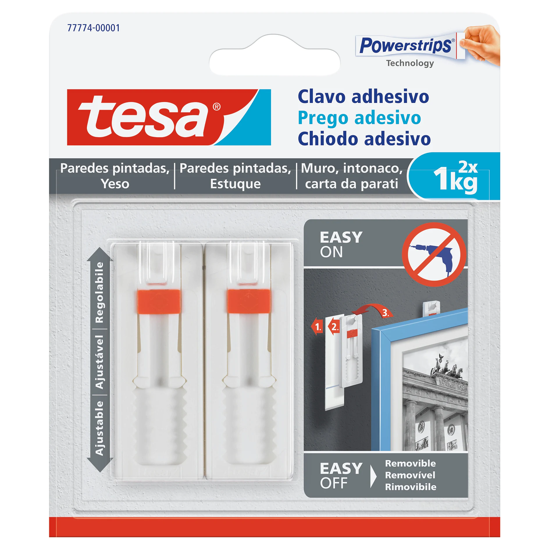 [en-en] tesa Smart Mounting System ADHESIVE NAIL ADJUST 1KG WALLPAPER BL