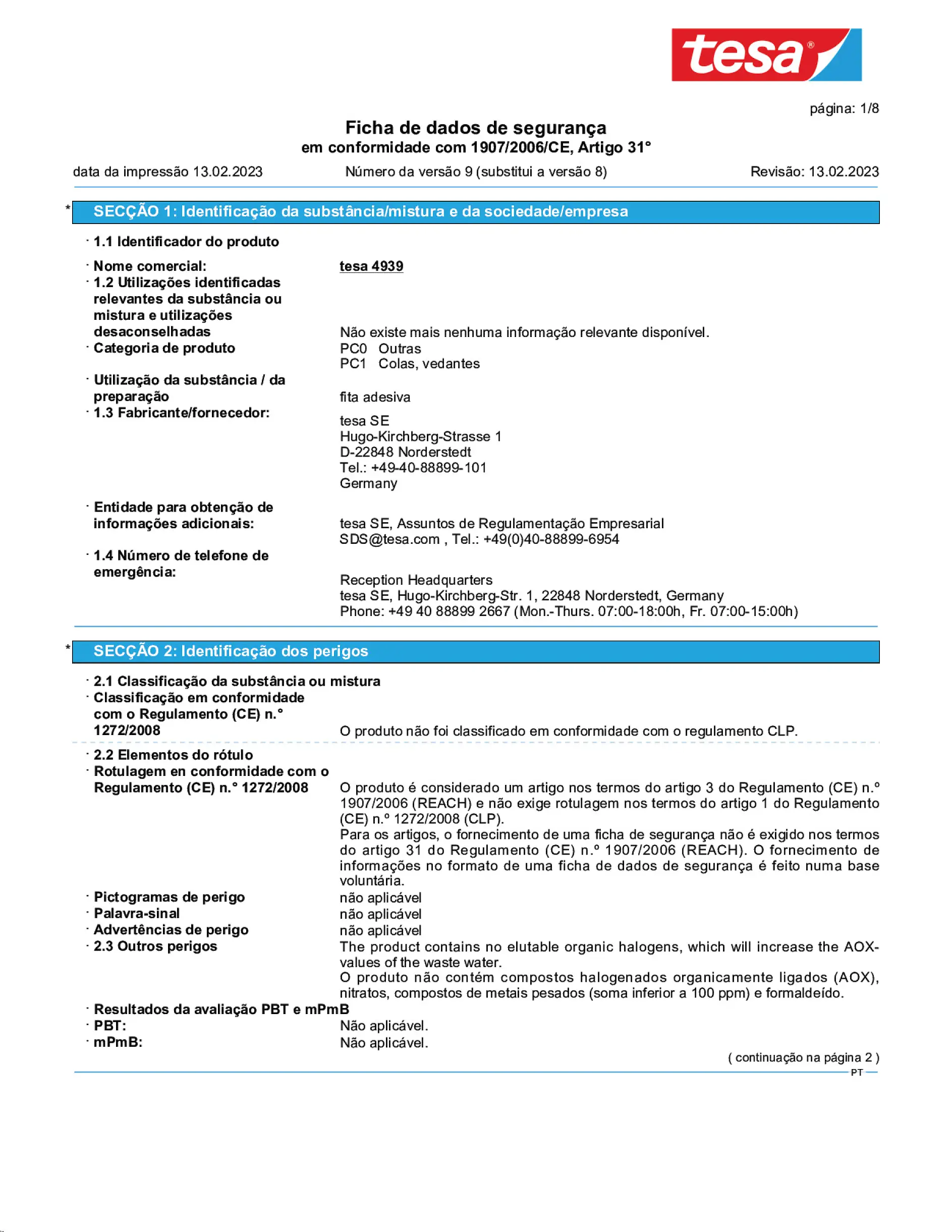 Safety data sheet_tesa® 4939_pt-PT_v9